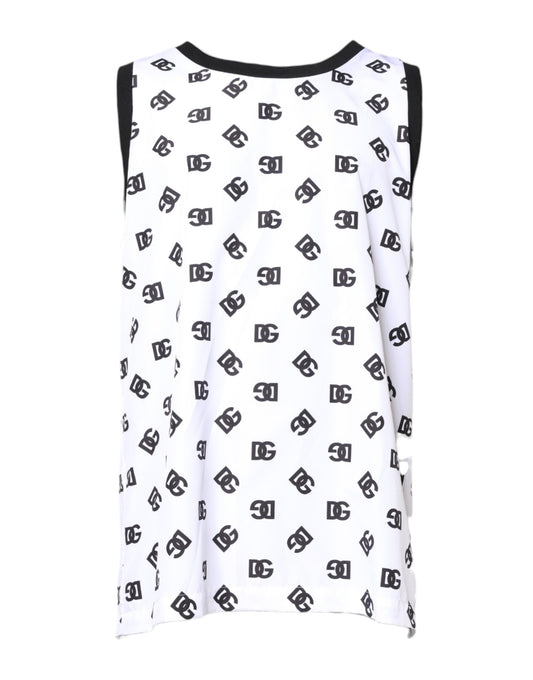 Dolce & Gabbana White Polyester Sleeveless DG Logo T-shirt Dolce & Gabbana