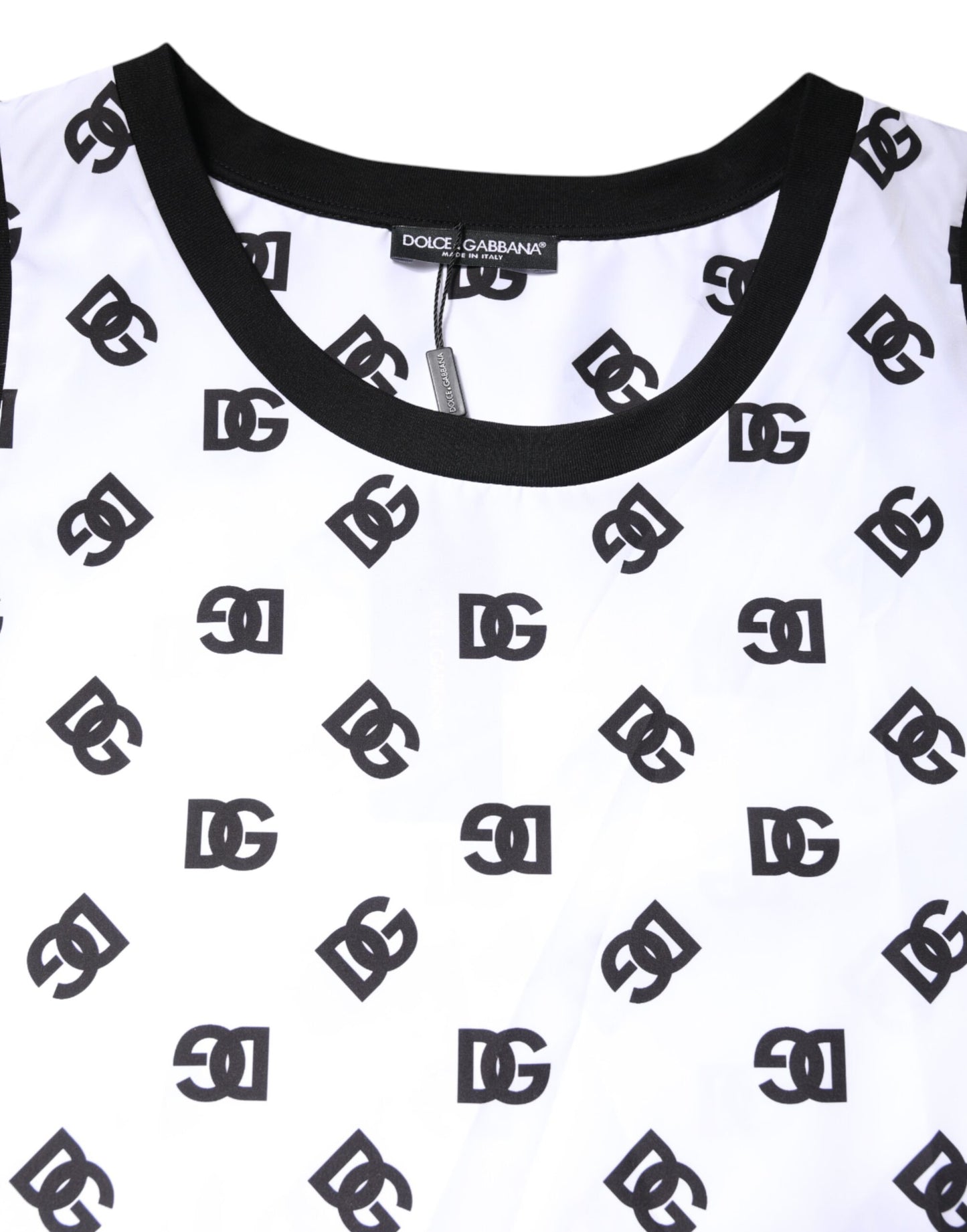 Dolce & Gabbana White Polyester Sleeveless DG Logo T-shirt Dolce & Gabbana