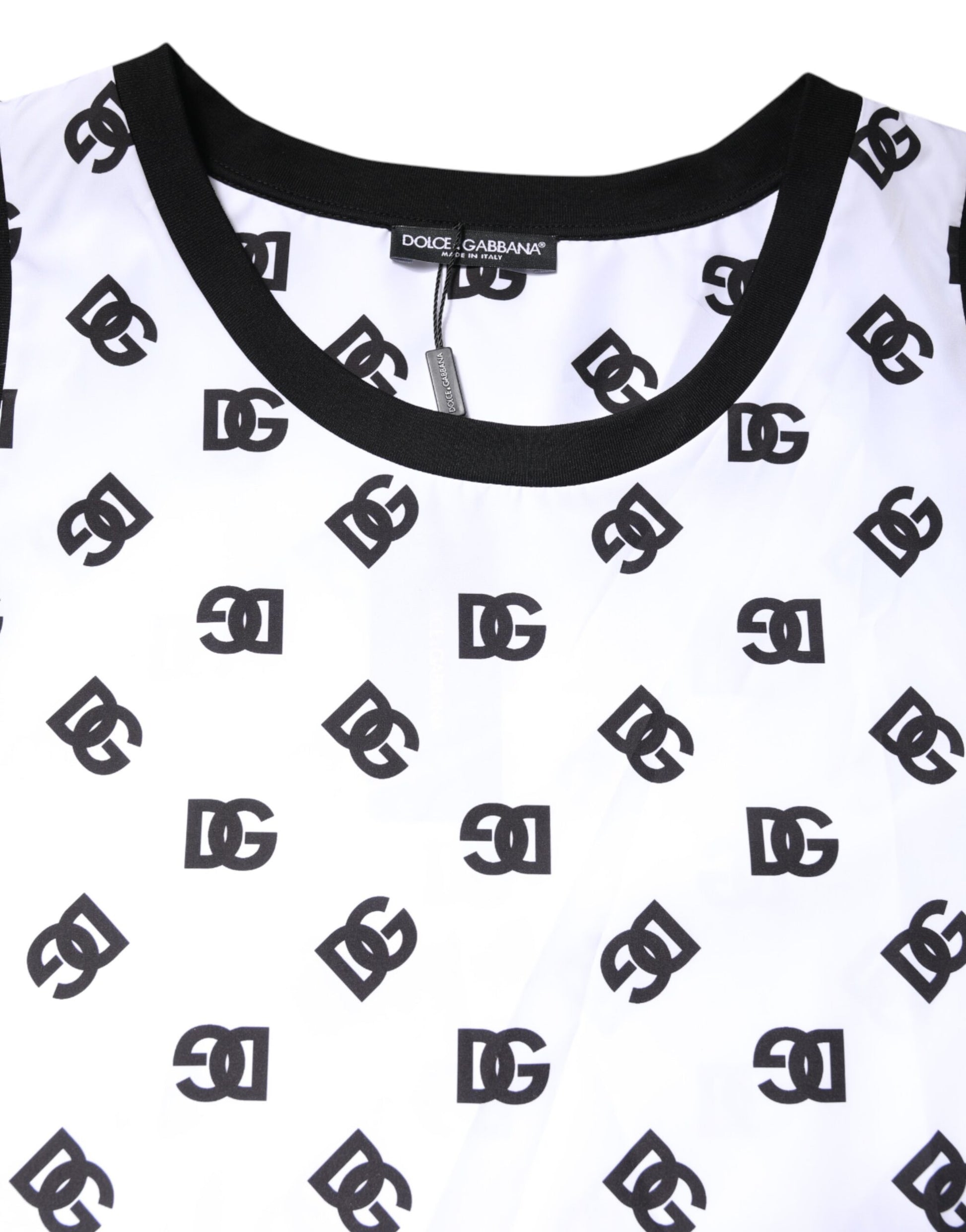 Dolce & Gabbana White Polyester Sleeveless DG Logo T-shirt Dolce & Gabbana