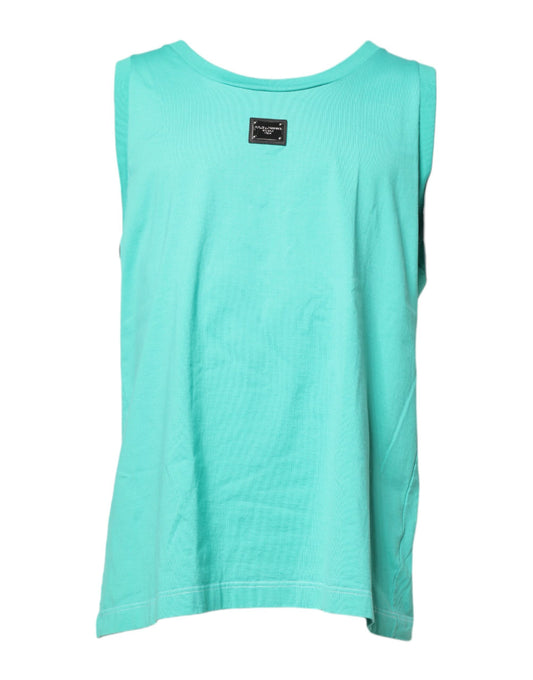 Dolce & Gabbana Green Sleeveless Logo Round Neck T-shirt Dolce & Gabbana