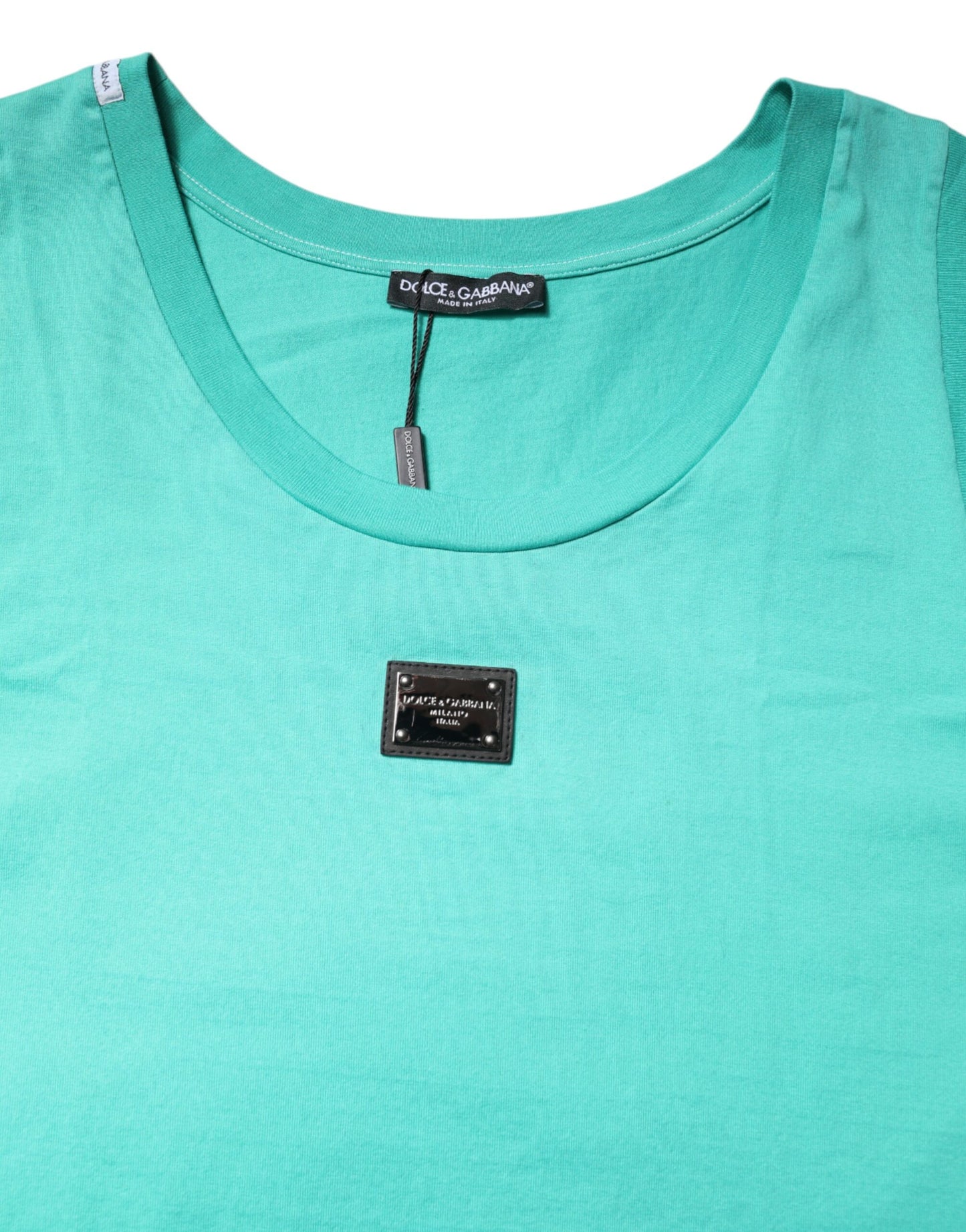 Dolce & Gabbana Green Sleeveless Logo Round Neck T-shirt Dolce & Gabbana