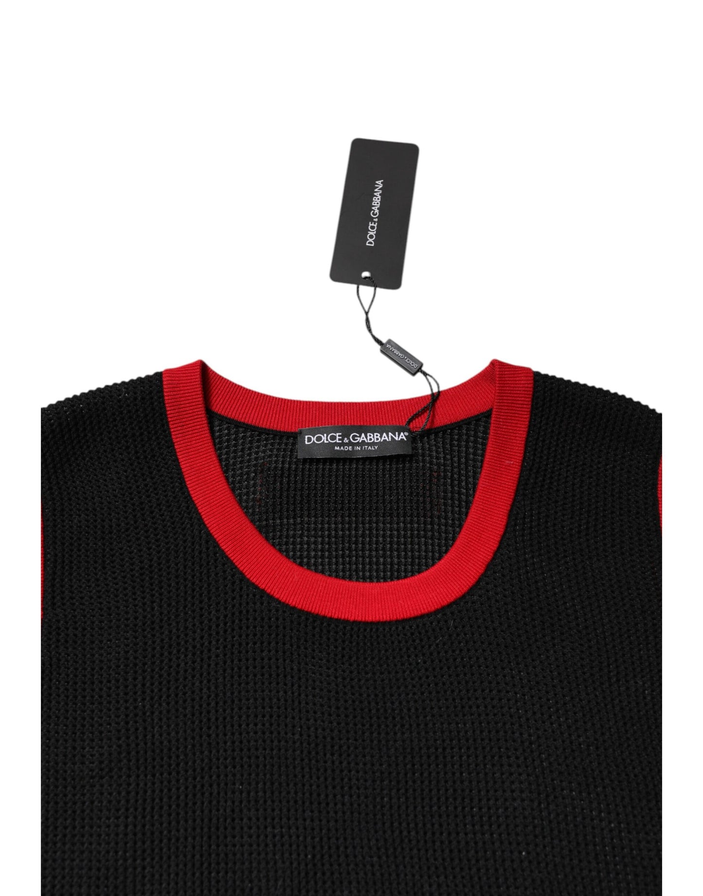 Dolce & Gabbana Black Cotton Slim Fit Round Neck T-shirt Dolce & Gabbana