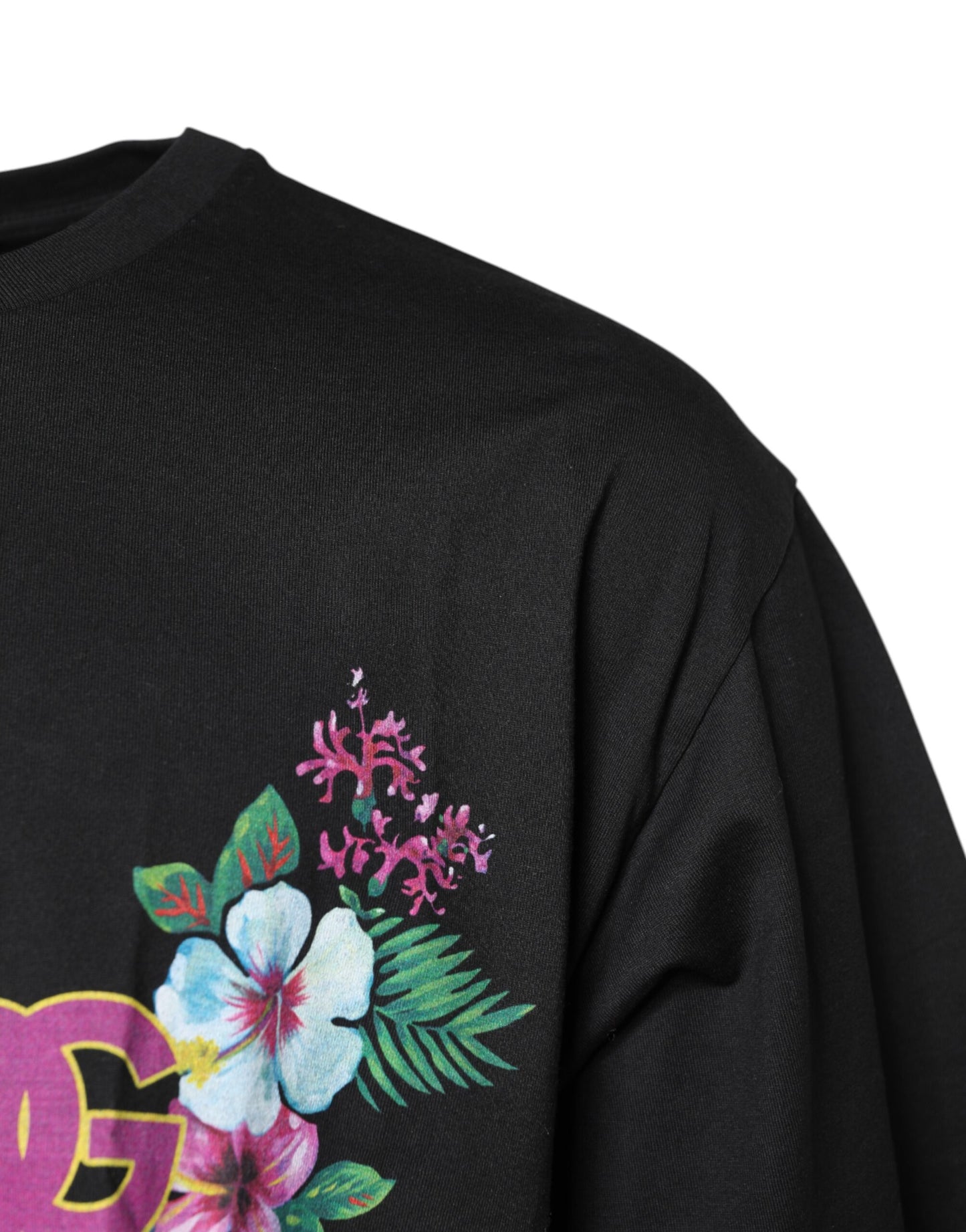 Dolce & Gabbana Black DG Floral Print Crew Neck T-shirt Dolce & Gabbana