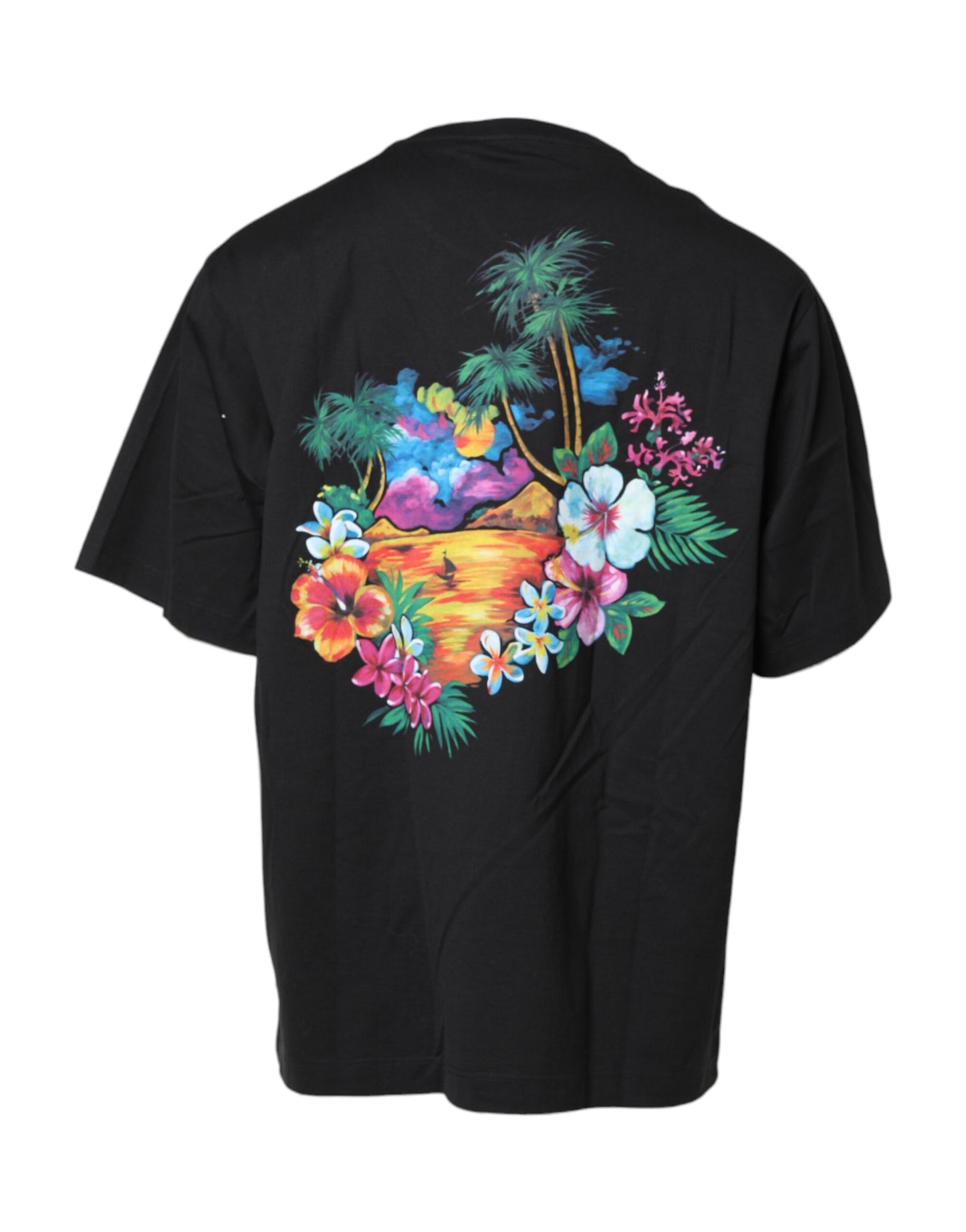 Dolce & Gabbana Black DG Floral Print Crew Neck T-shirt Dolce & Gabbana