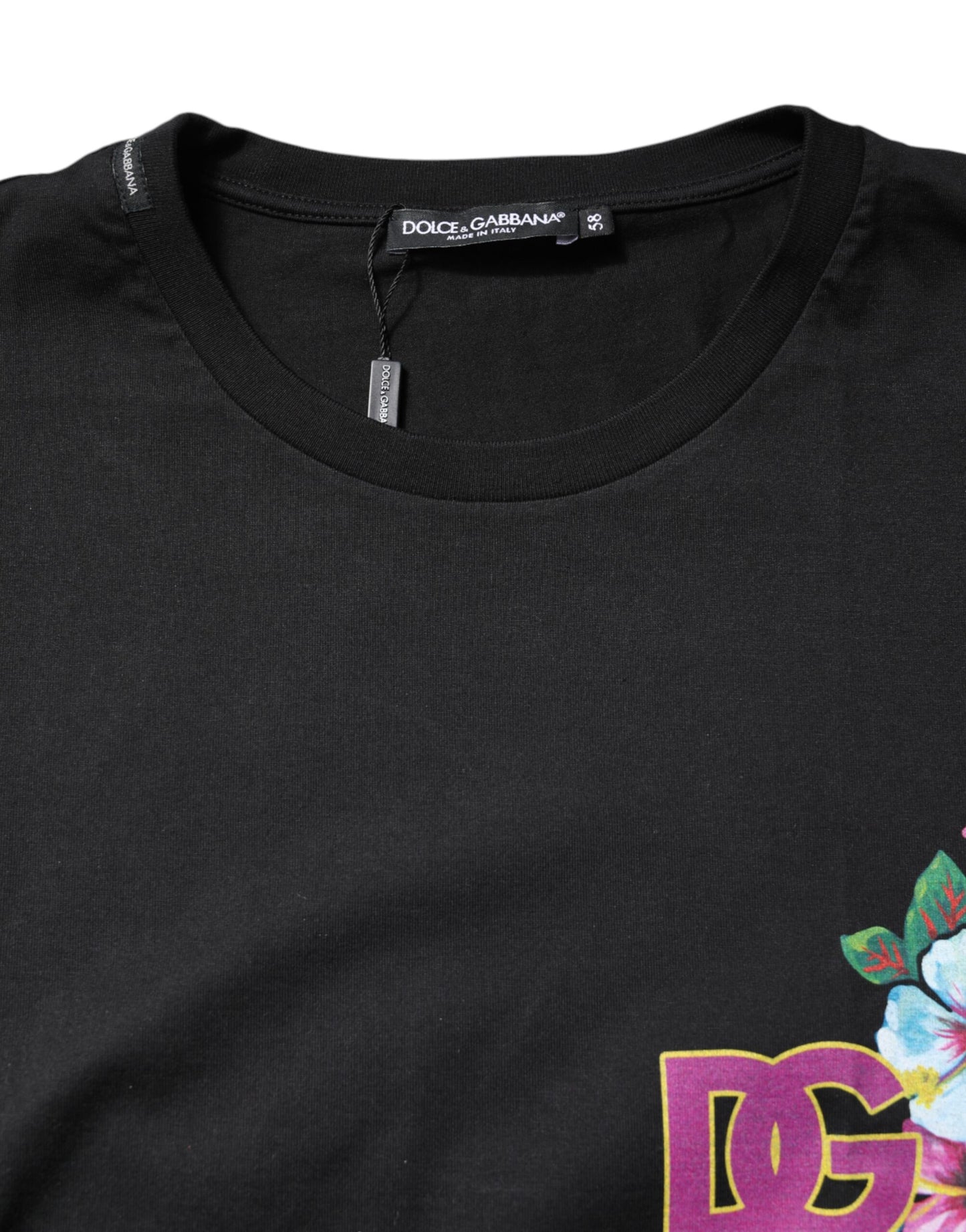 Dolce & Gabbana Black DG Floral Print Crew Neck T-shirt Dolce & Gabbana