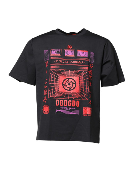 Dolce & Gabbana Black Cotton Graphic Print Crew Neck T-shirt Dolce & Gabbana