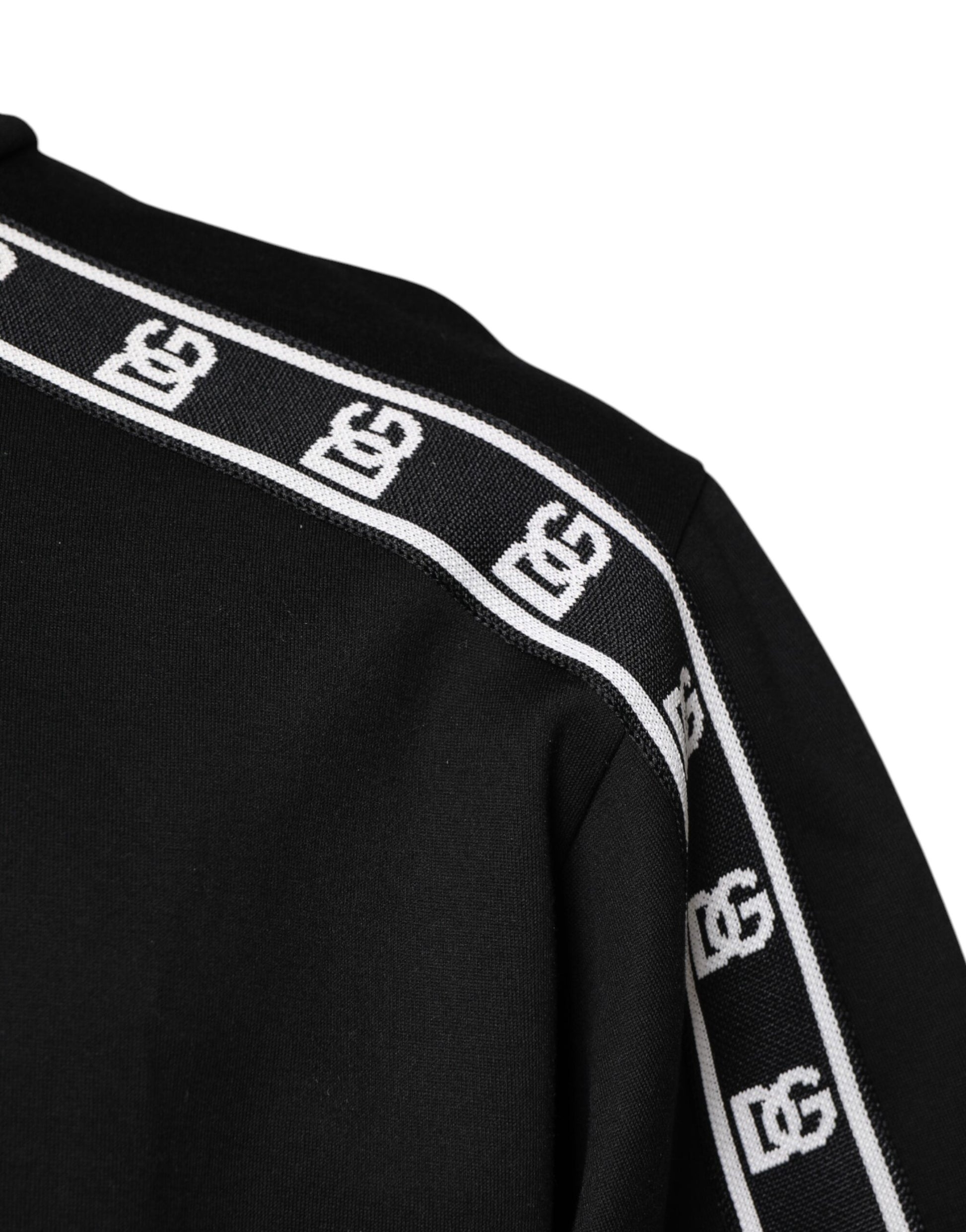Dolce & Gabbana Black Cotton DG Print Turtleneck T-shirt Dolce & Gabbana