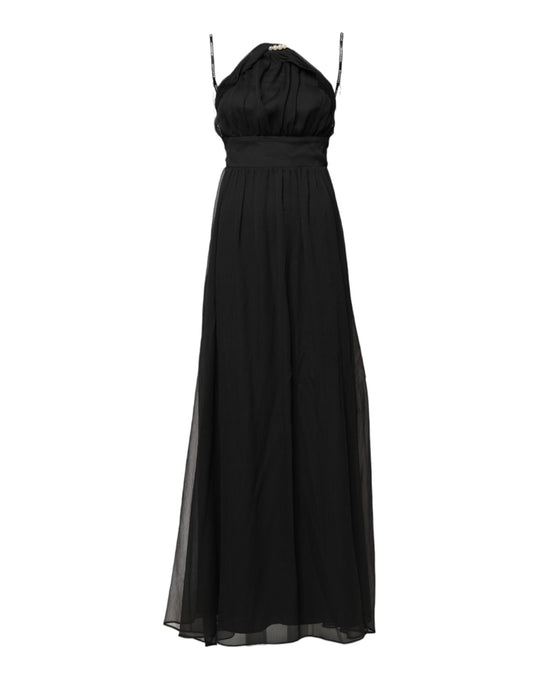 Marciano by Guess Black Tulle Pearl Sleeveless Long Gown Dress Marciano by Guess
