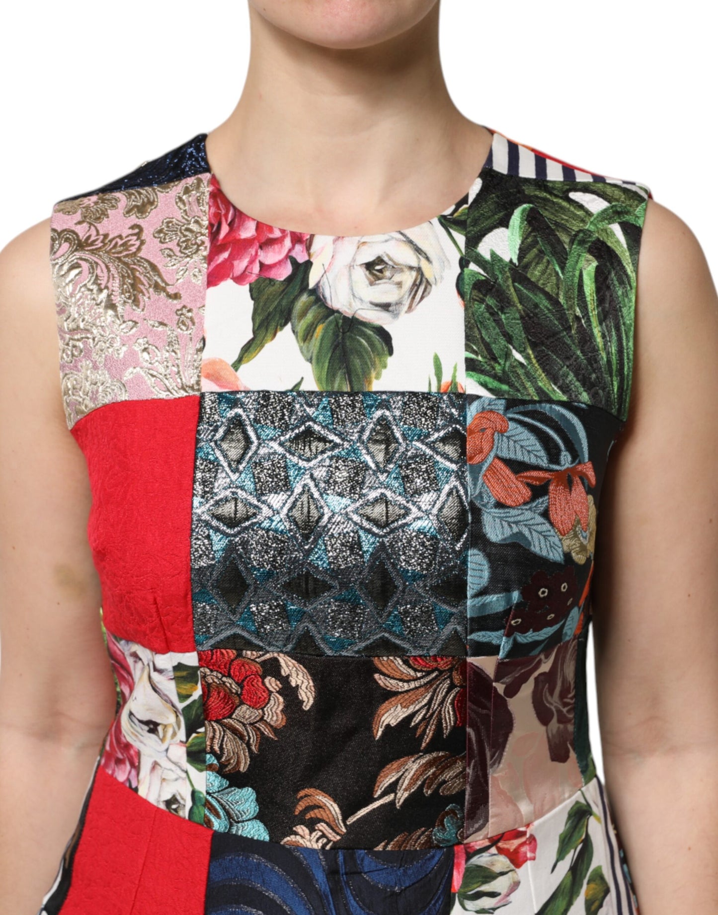 Dolce & Gabbana Multicolor Patchwork Sleeveless Sheath Dress Dolce & Gabbana