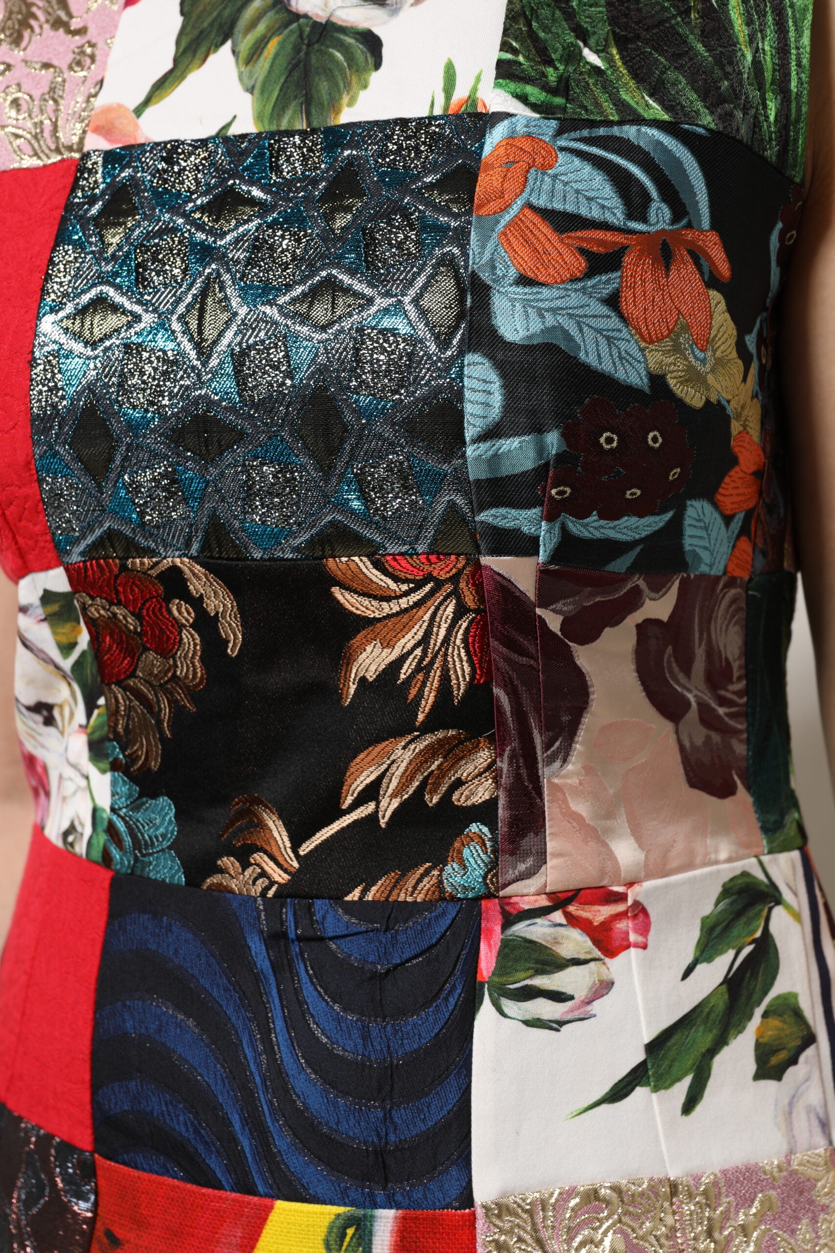 Dolce & Gabbana Multicolor Patchwork Sleeveless Sheath Dress Dolce & Gabbana