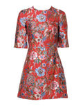 Dolce & Gabbana Red Floral Jacquard A-line Mini Dress - Eljoys Fashion 