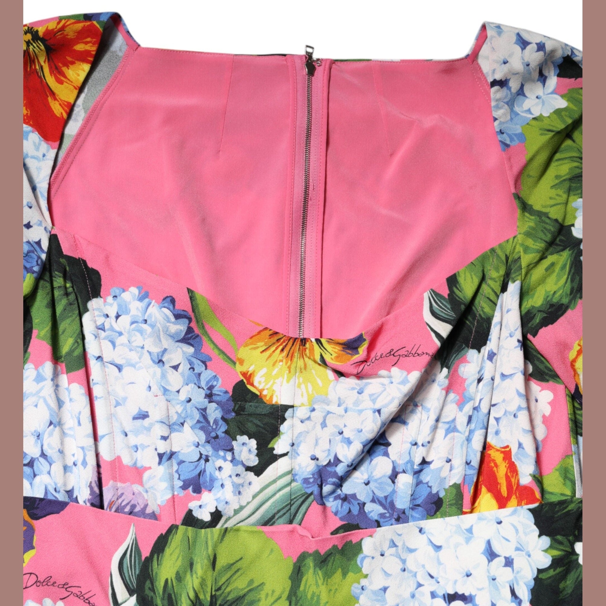Dolce & Gabbana Multicolor Floral Pleated Sheath Midi Dress
