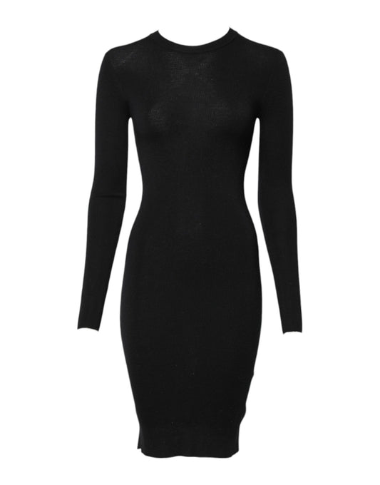 Dolce & Gabbana Black Long Sleeves Bodycon Sheath Dress Dolce & Gabbana