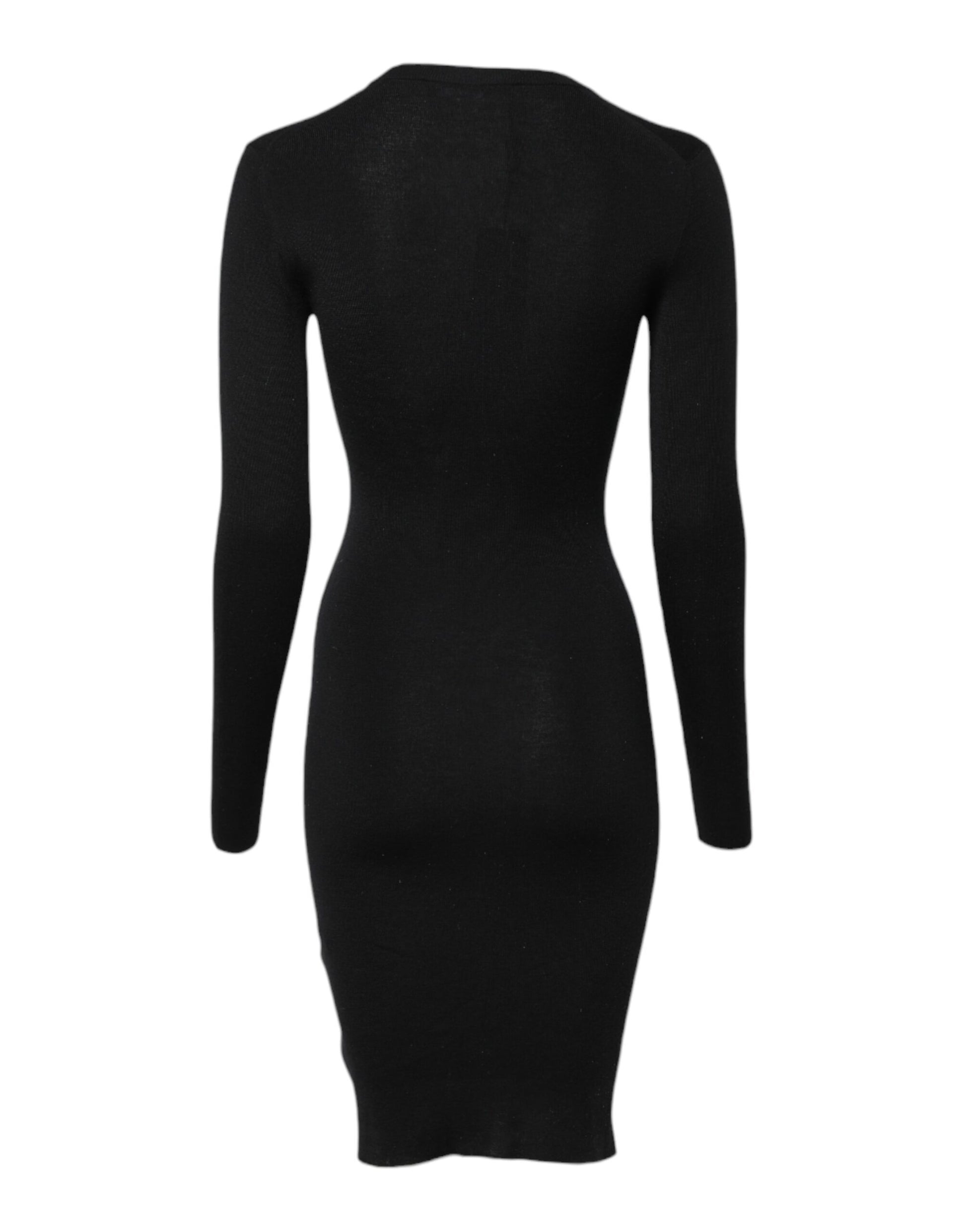 Dolce & Gabbana Black Long Sleeves Bodycon Sheath Dress Dolce & Gabbana