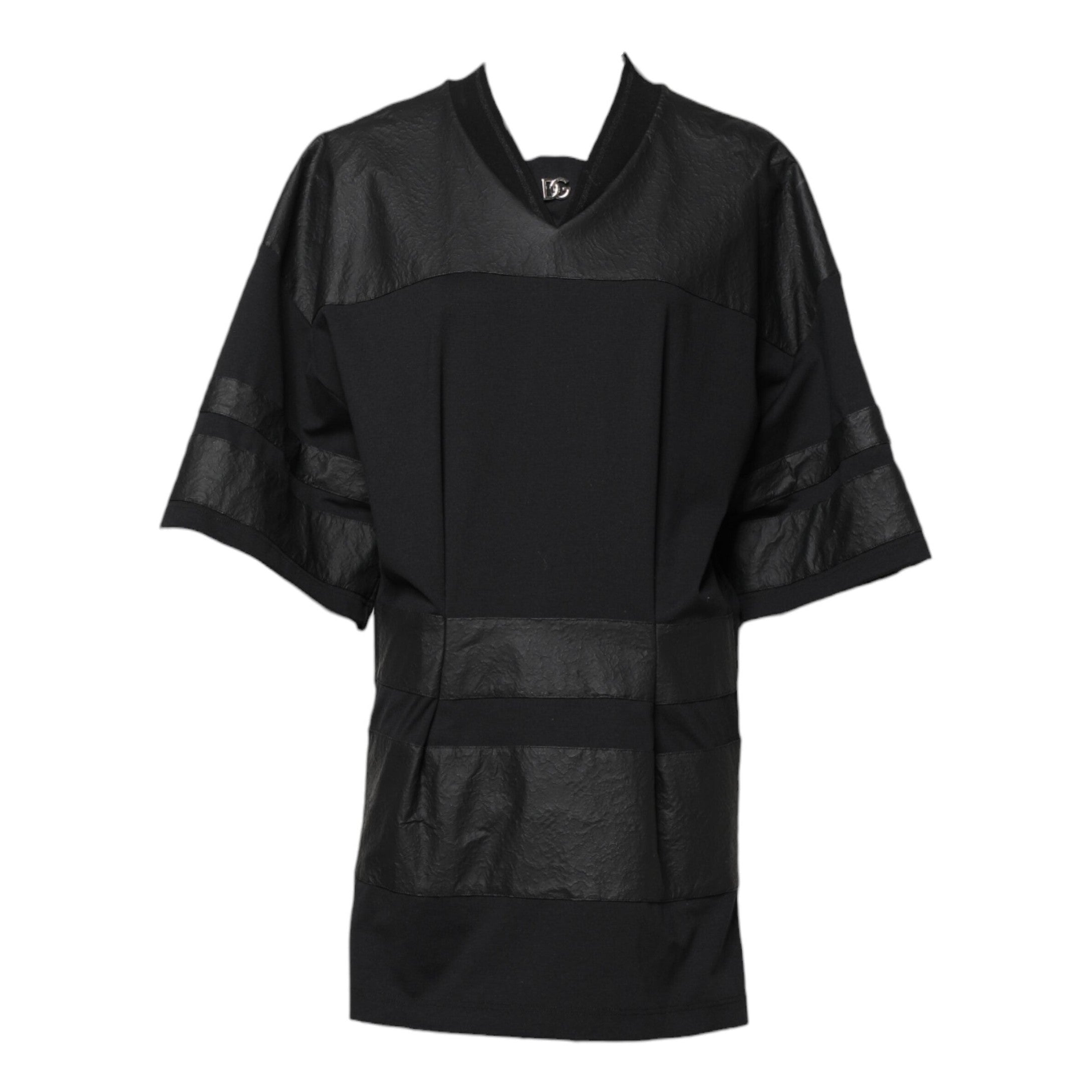 Dolce & Gabbana Black Cotton Short Sleeves V-neck T-shirt