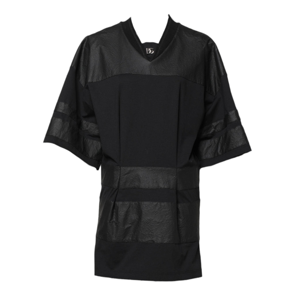 Dolce & Gabbana Black Cotton Short Sleeves V-neck T-shirt