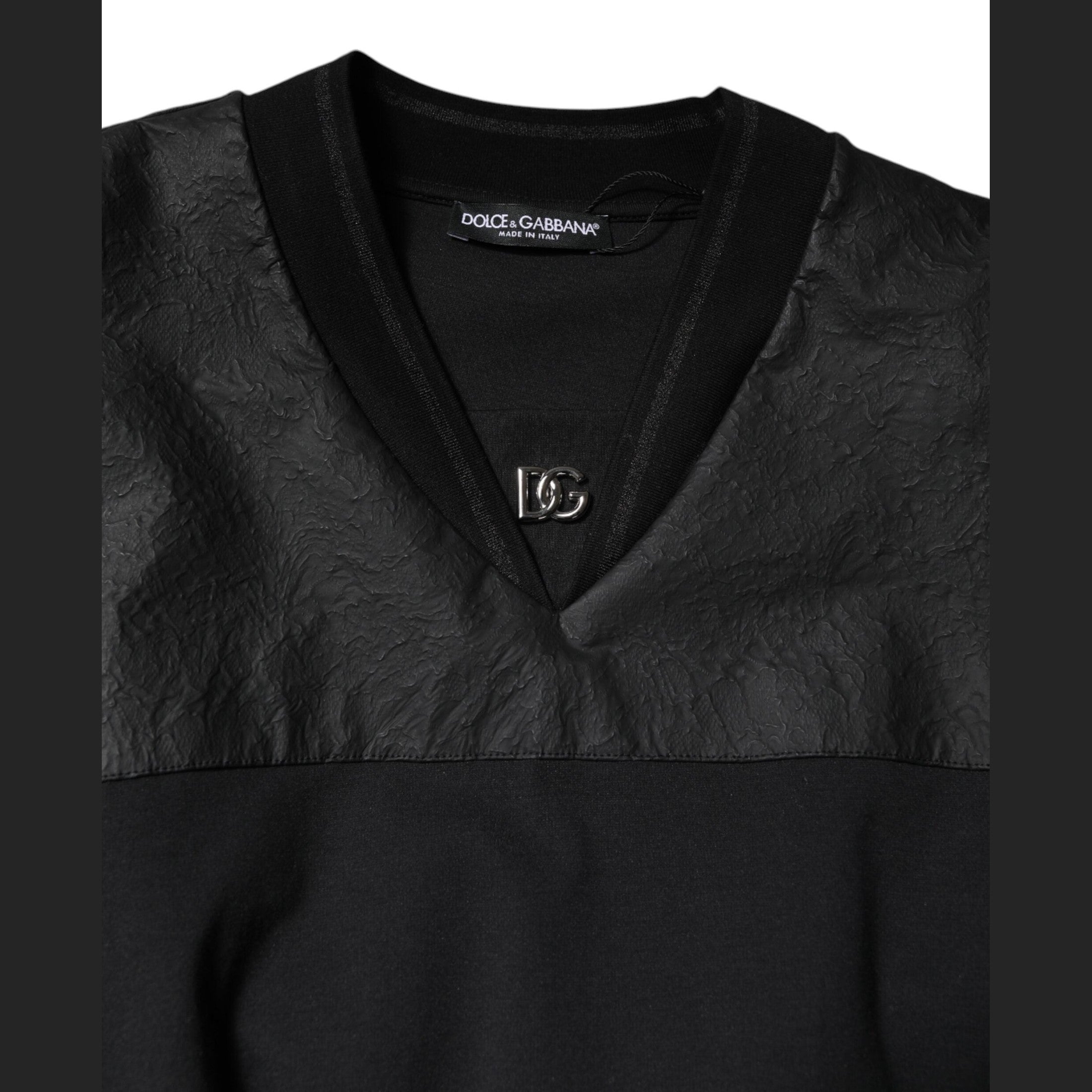 Dolce & Gabbana Black Cotton Short Sleeves V-neck T-shirt