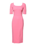 Dolce & Gabbana Pink Viscose Short Sleeve Sheath Midi Dress - Eljoys Fashion 