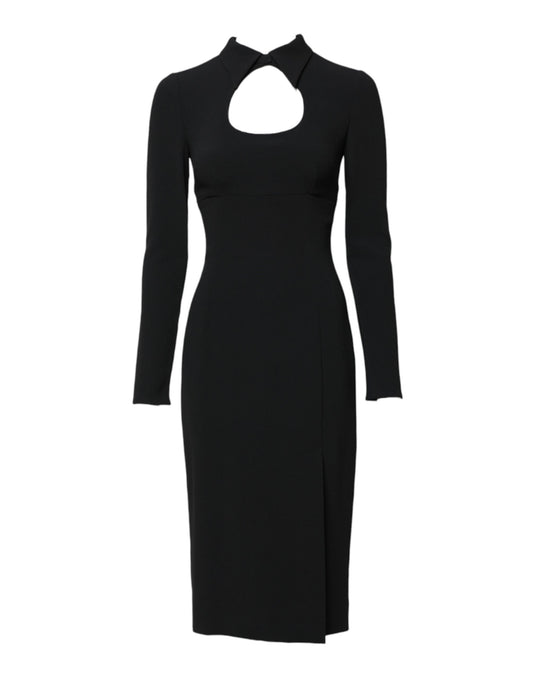 Dolce & Gabbana Black Long Sleeves Bodycon Sheath Midi Dress Dolce & Gabbana