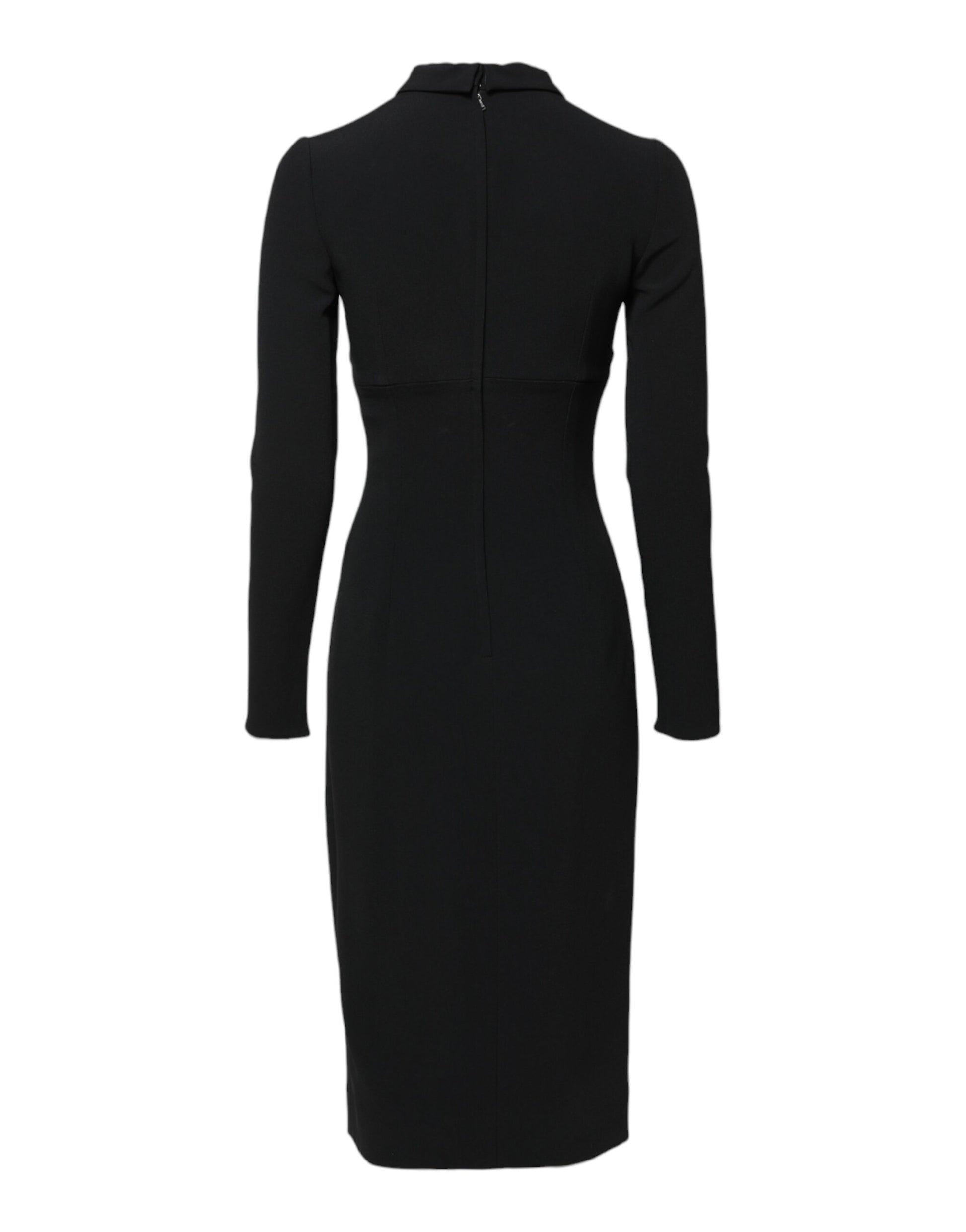 Dolce & Gabbana Black Long Sleeves Bodycon Sheath Midi Dress Dolce & Gabbana
