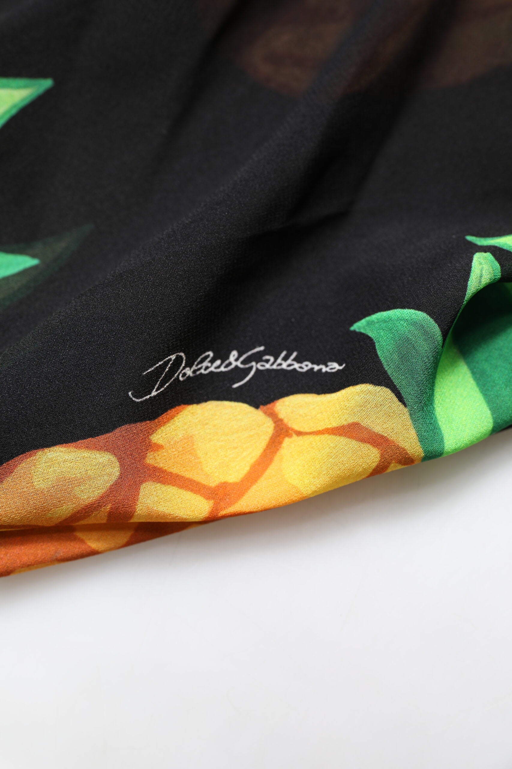 Dolce & Gabbana Black Pineapple Print Silk Wrap Mini Dress Dolce & Gabbana