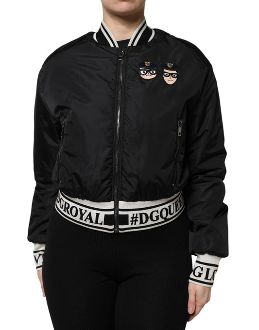 Dolce & Gabbana Black Nylon #DGFamily Full Zip Bomber Jacket Dolce & Gabbana