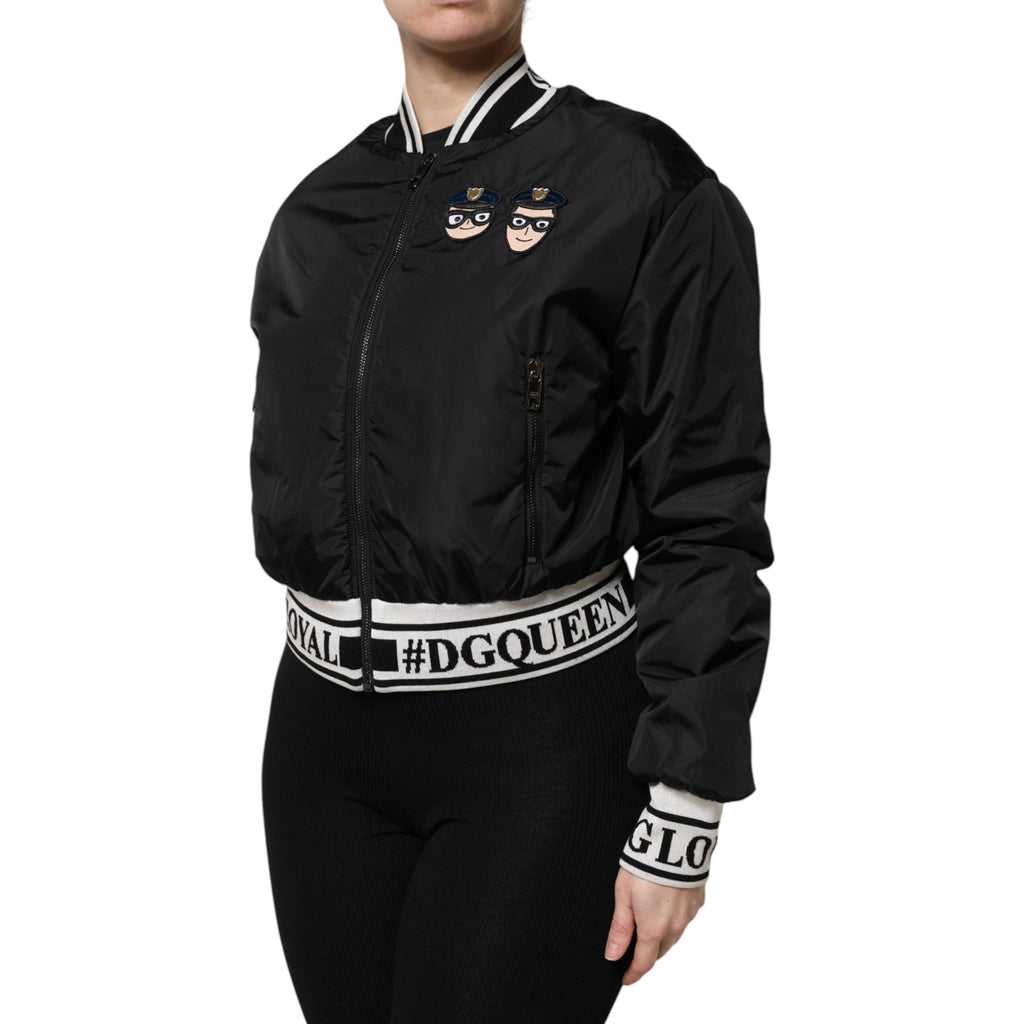 Dolce & Gabbana Black Nylon #DGFamily Full Zip Bomber Jacket