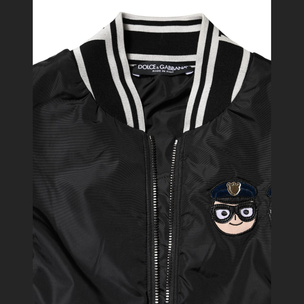 Dolce & Gabbana Black Nylon #DGFamily Full Zip Bomber Jacket