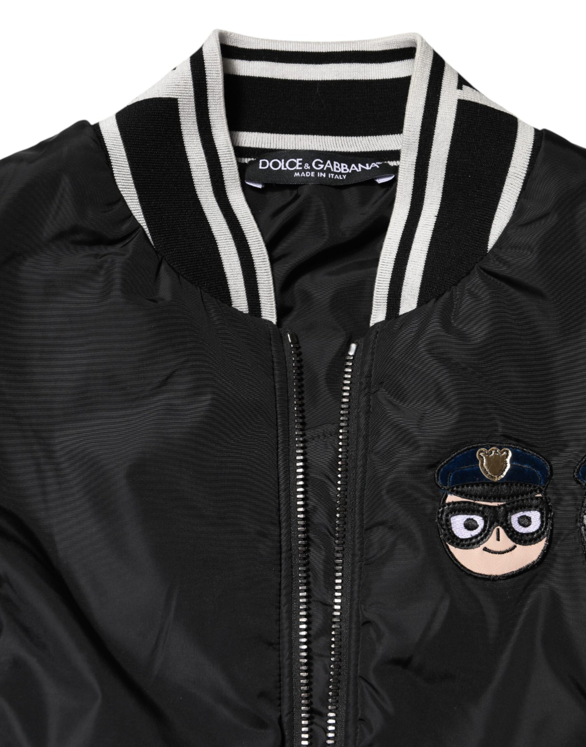 Dolce & Gabbana Black Nylon #DGFamily Full Zip Bomber Jacket Dolce & Gabbana