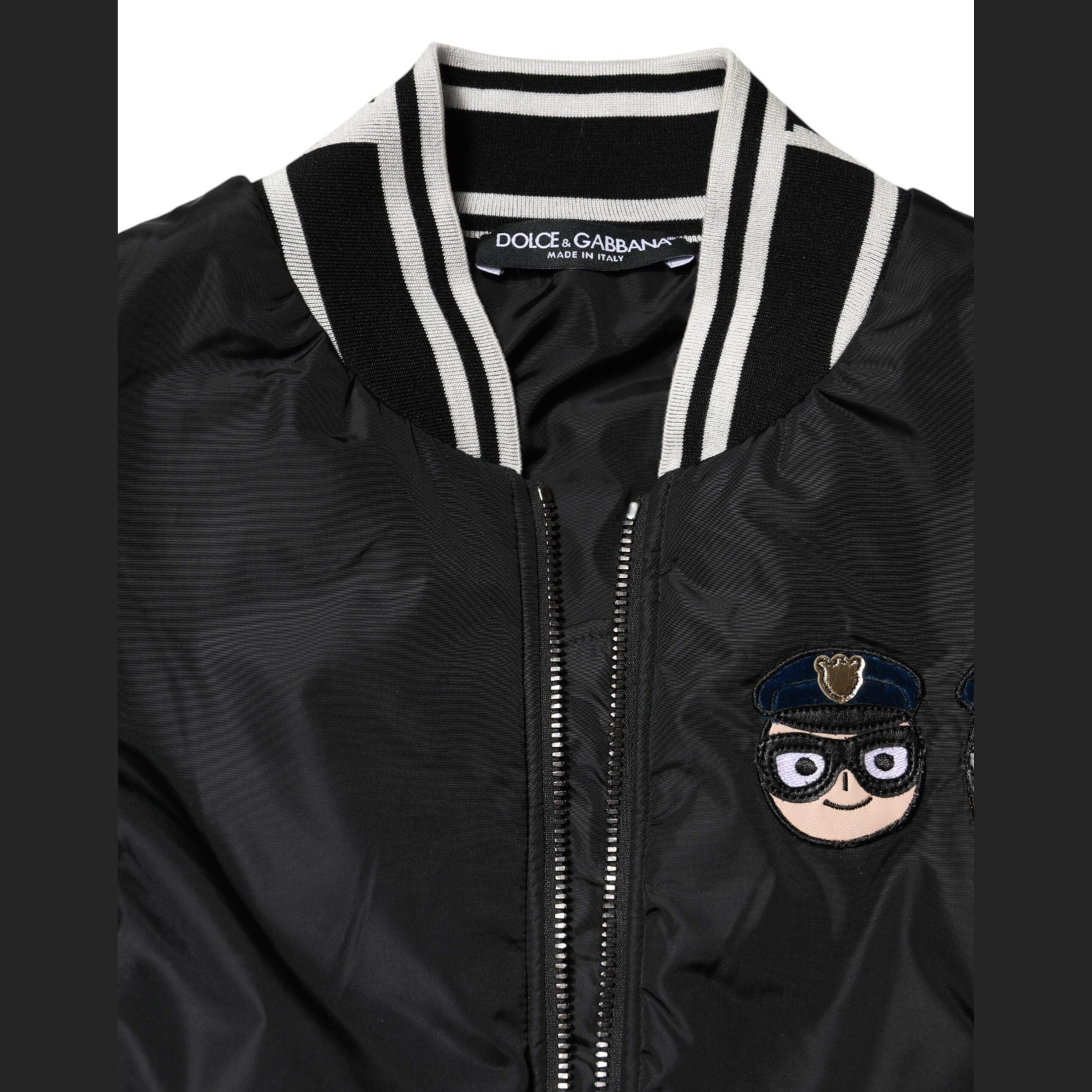 Dolce & Gabbana Black Nylon #DGFamily Full Zip Bomber Jacket