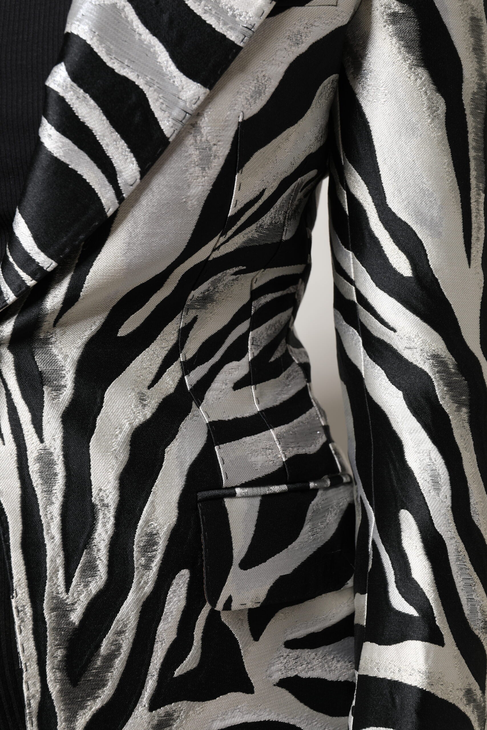 Dolce & Gabbana Black White Polyester Women Blazer Jacket Dolce & Gabbana