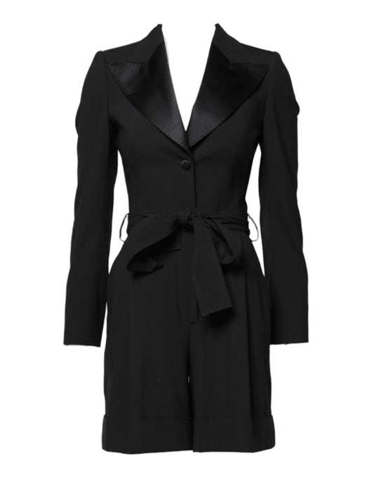 Dolce & Gabbana Black Wool Jumpsuit Dress Women Coat Jacket Dolce & Gabbana