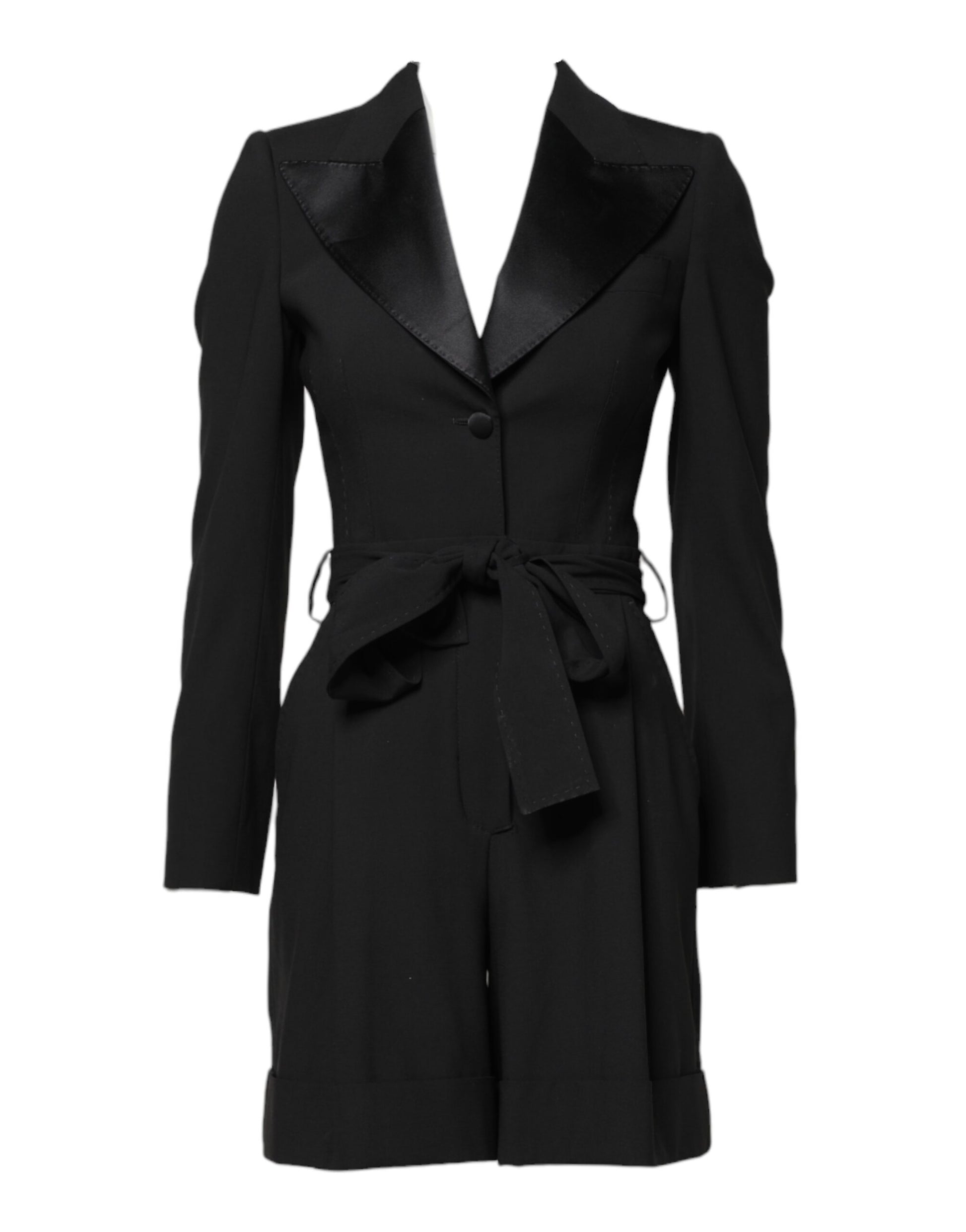 Dolce & Gabbana Black Wool Jumpsuit Dress Women Coat Jacket Dolce & Gabbana