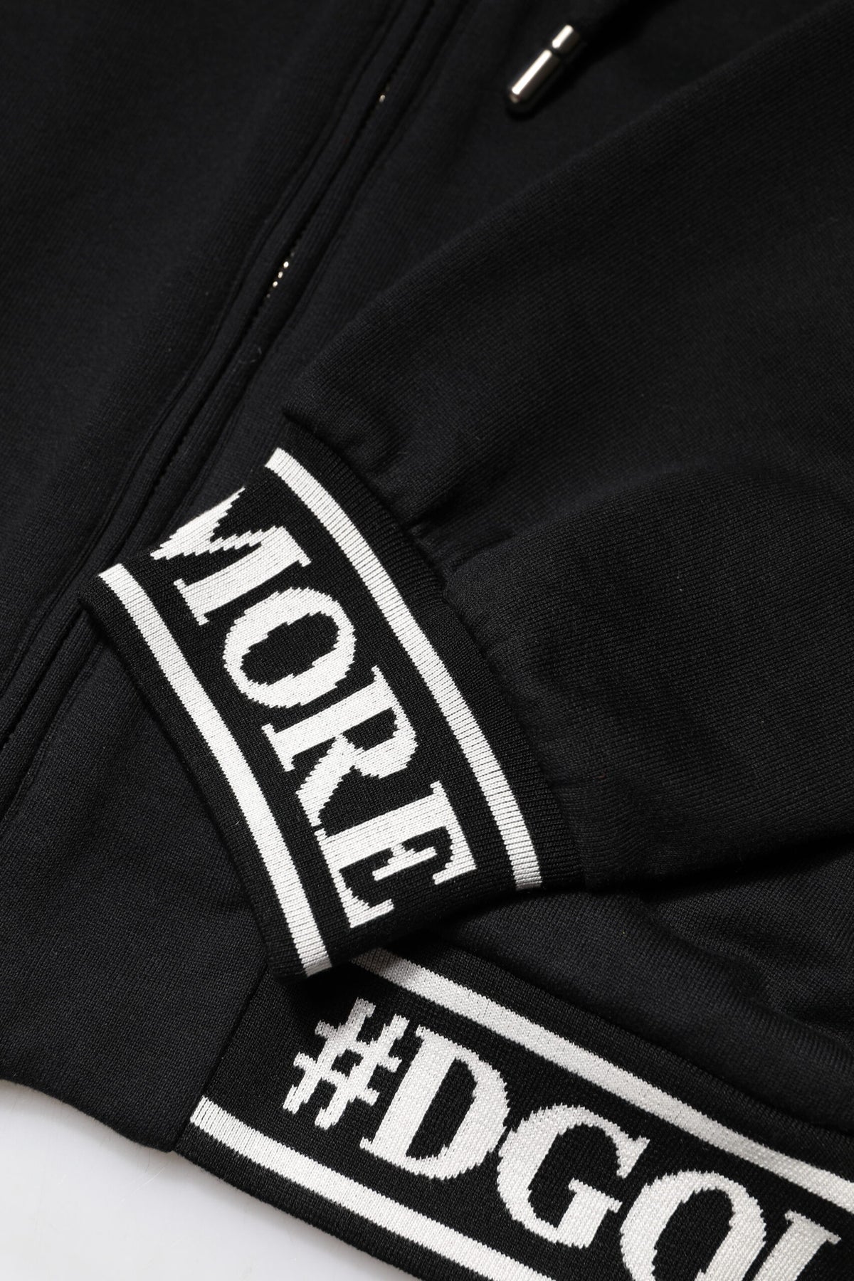 Dolce & Gabbana Black Cotton Hooded Full Zip Sweatshirt Sweater - Eljoys Fashion 