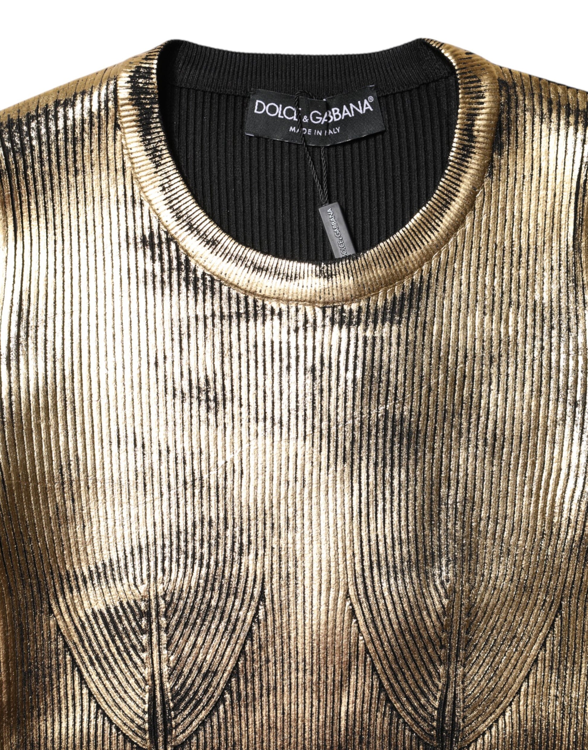 Dolce & Gabbana Gold Round Neck Long Sleeve Pullover Top Dolce & Gabbana