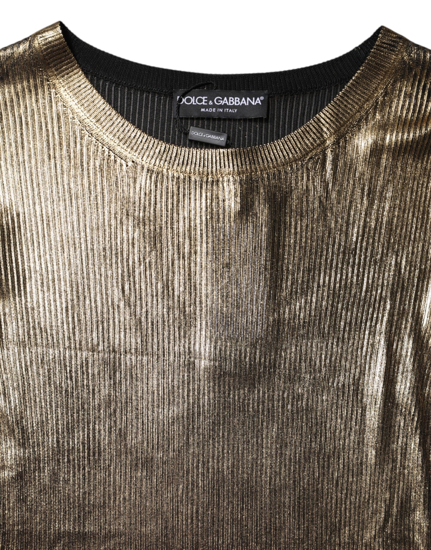 Dolce & Gabbana Gold Round Neck Long Sleeve Pullover Top Dolce & Gabbana