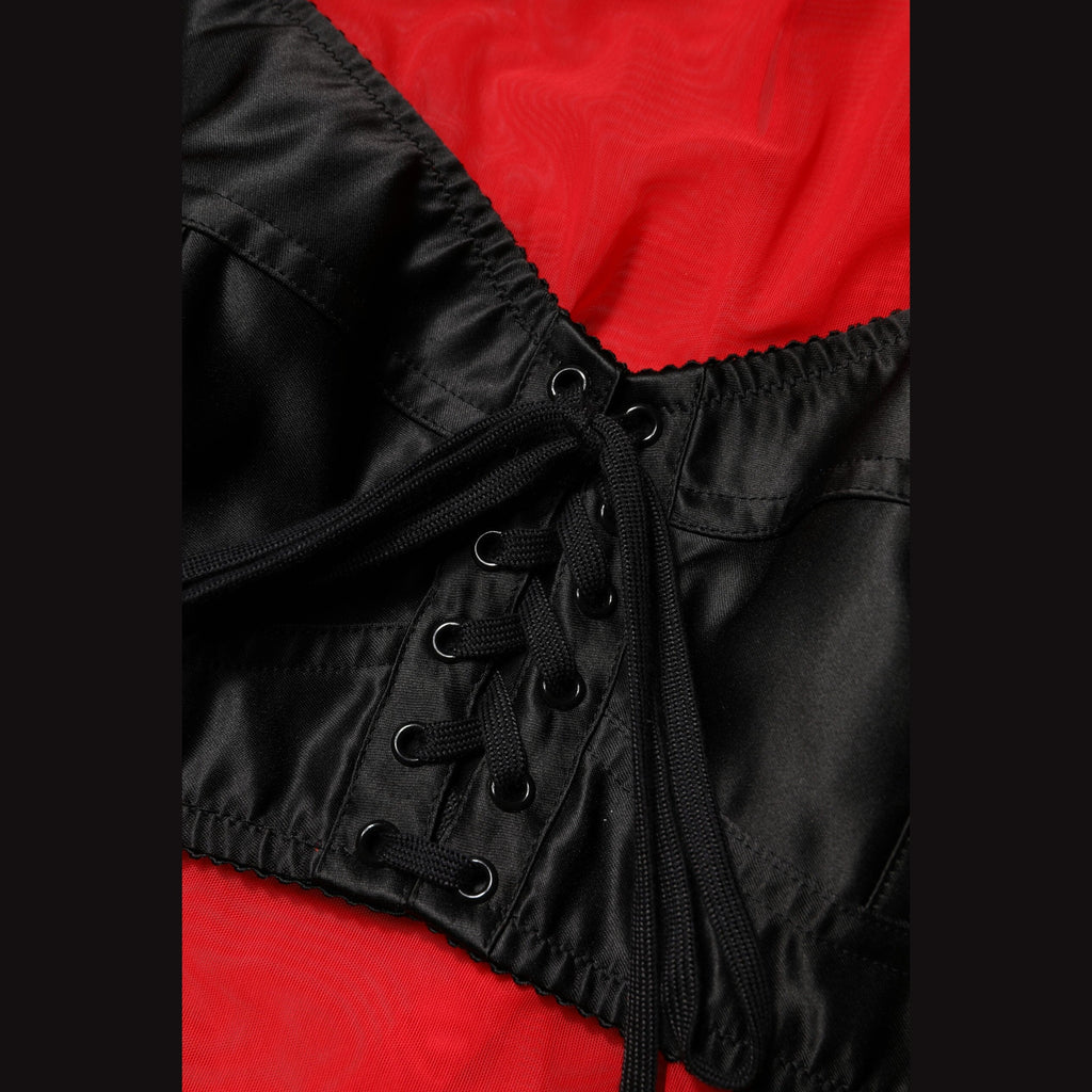 Dolce & Gabbana Red Black Bustier Detailing Long Sleeves Top