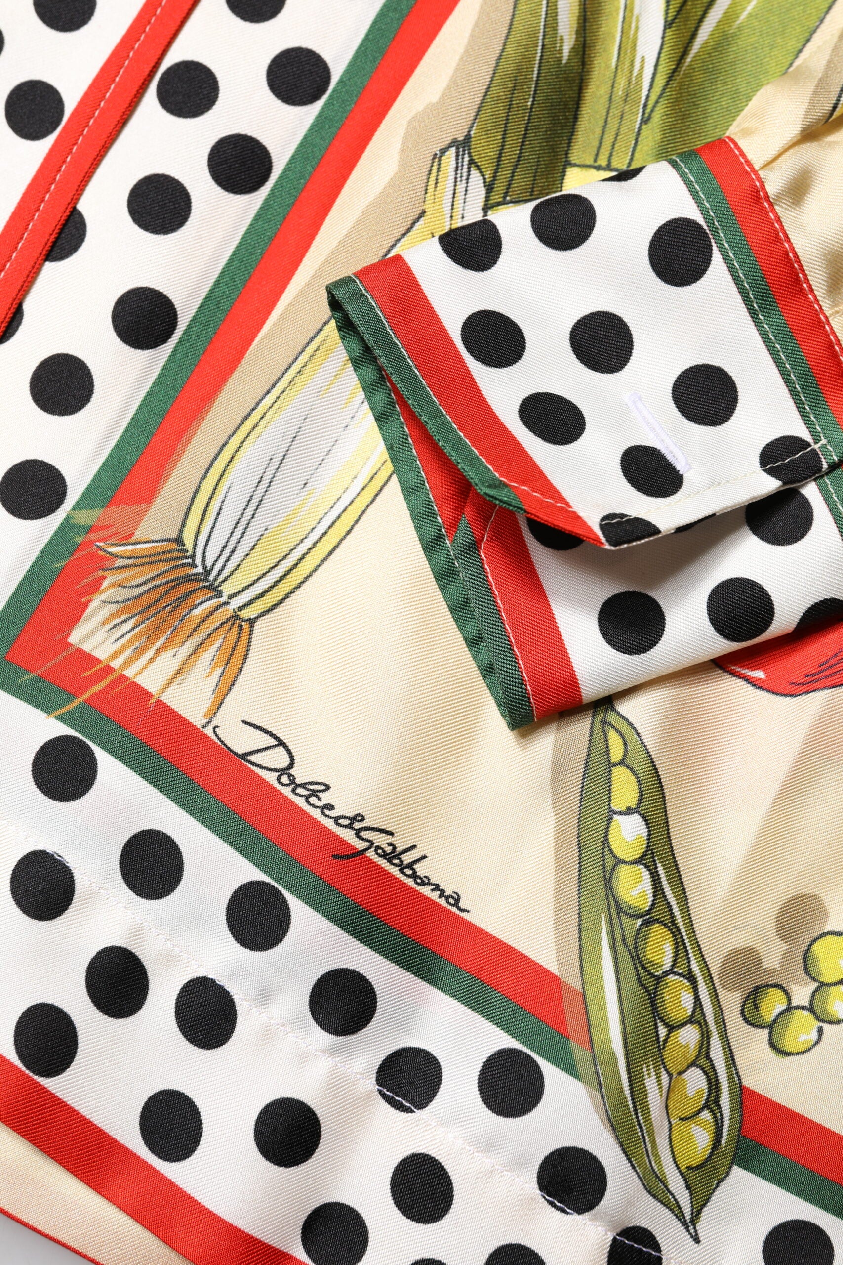 Dolce & Gabbana Multicolor Vegetables Silk Long Sleeves Top Dolce & Gabbana