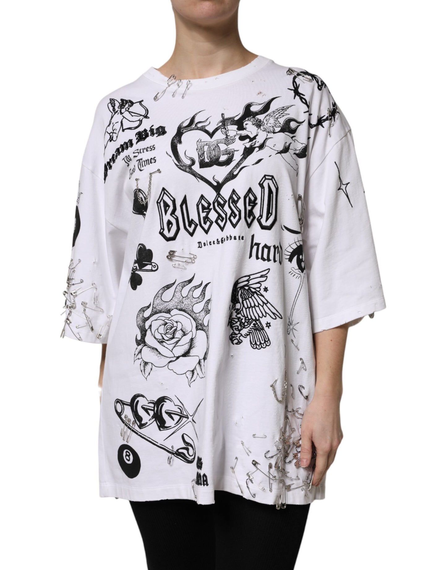 Dolce & Gabbana White Cotton DG BLESSED Printed T-shirt Dolce & Gabbana