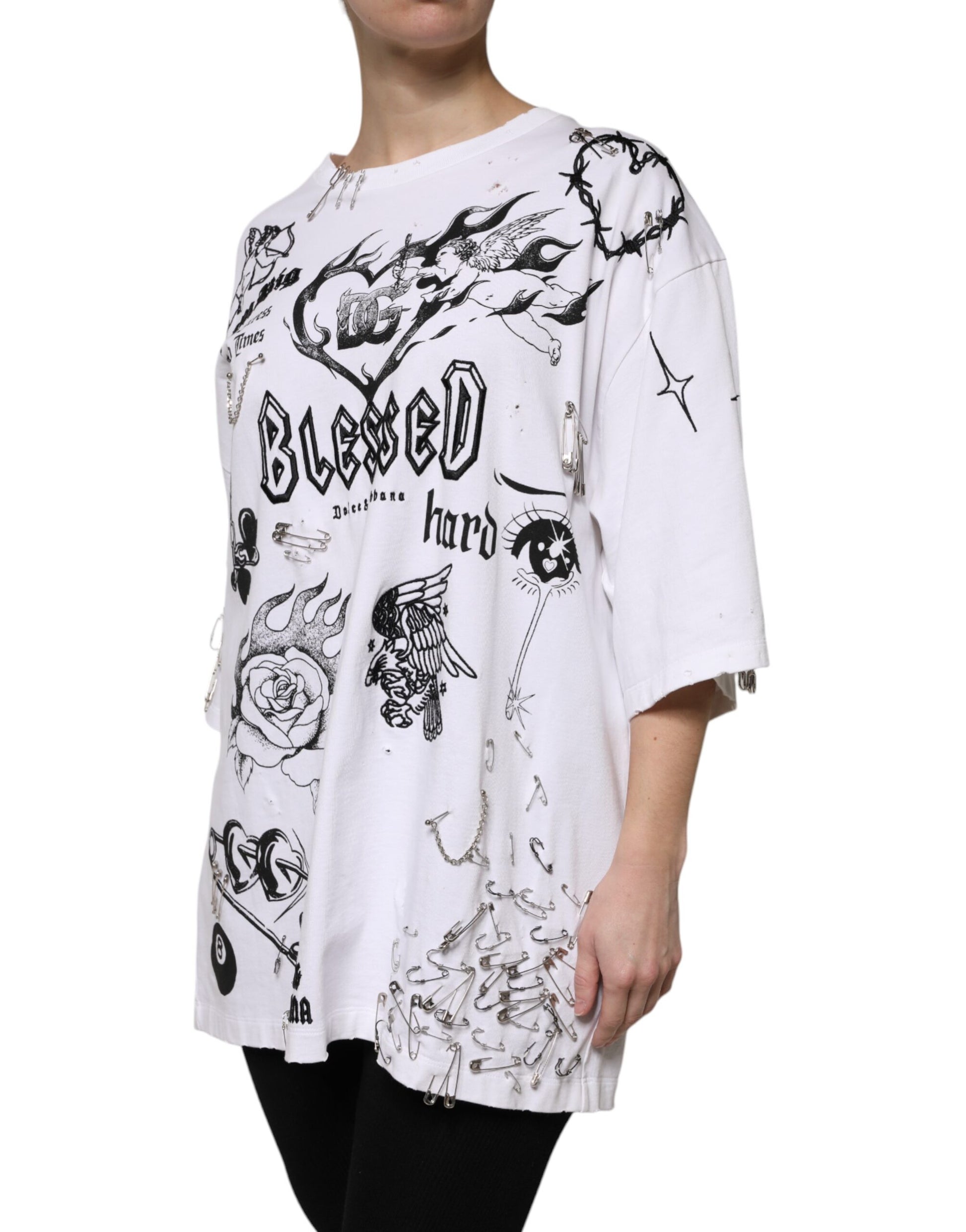 Dolce & Gabbana White Cotton DG BLESSED Printed T-shirt Dolce & Gabbana