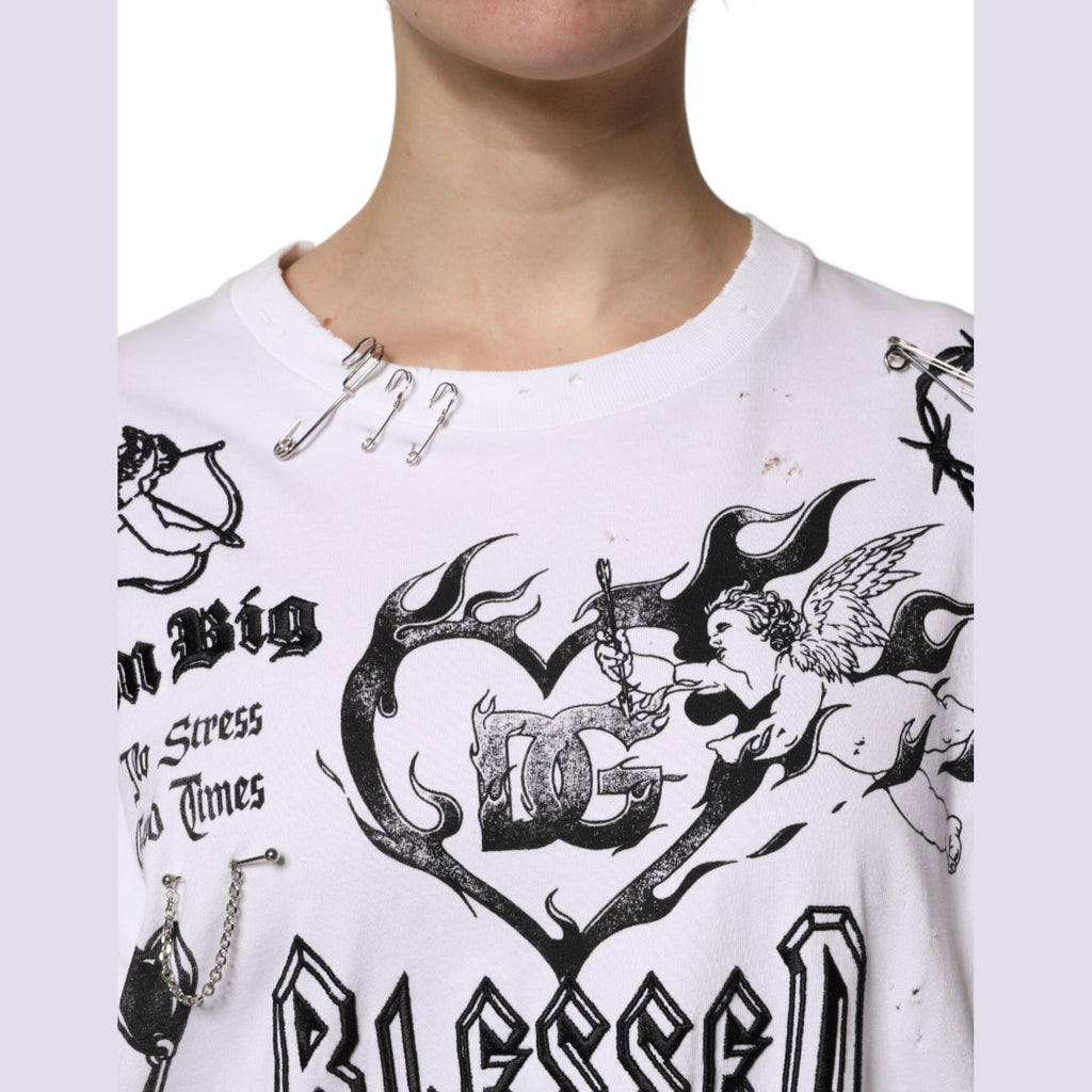 Dolce & Gabbana White Cotton DG BLESSED Printed T-shirt