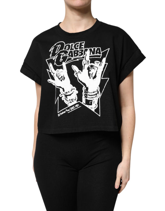 Dolce & Gabbana Black Cotton Printed Short Sleeves T-shirt Dolce & Gabbana