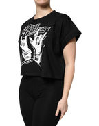 Dolce & Gabbana Black Cotton Printed Short Sleeves T-shirt