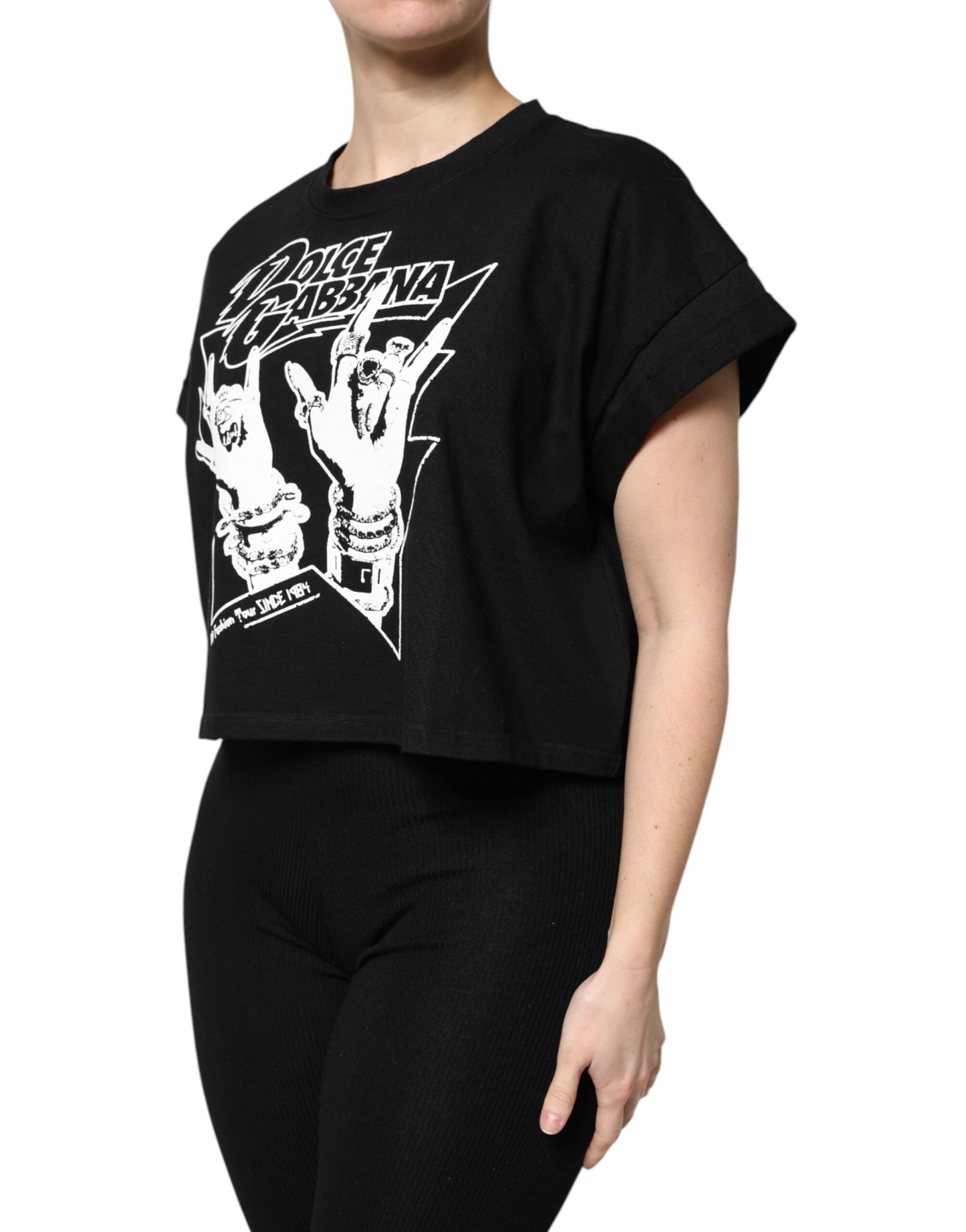 Dolce & Gabbana Black Cotton Printed Short Sleeves T-shirt Dolce & Gabbana