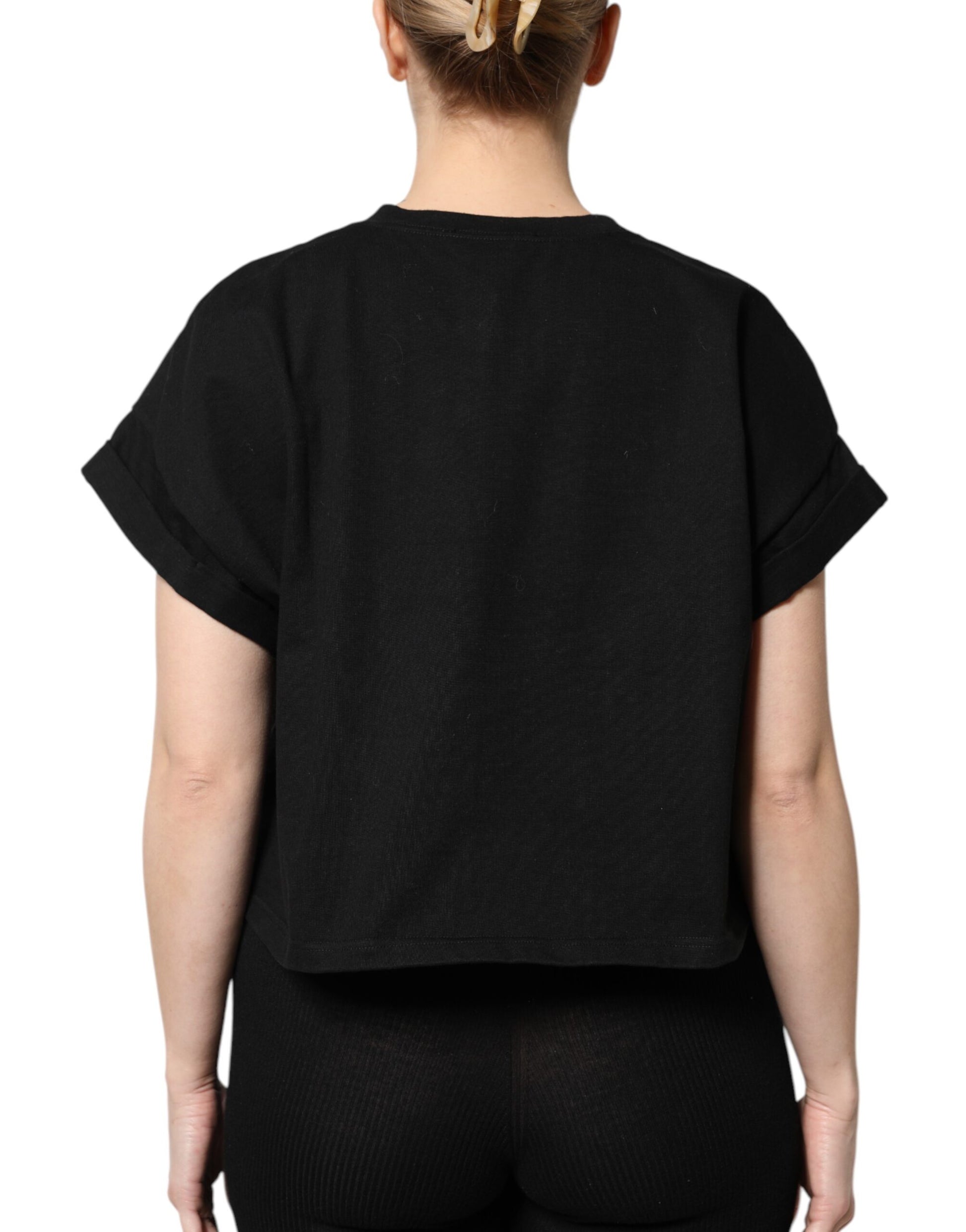 Dolce & Gabbana Black Cotton Printed Short Sleeves T-shirt Dolce & Gabbana