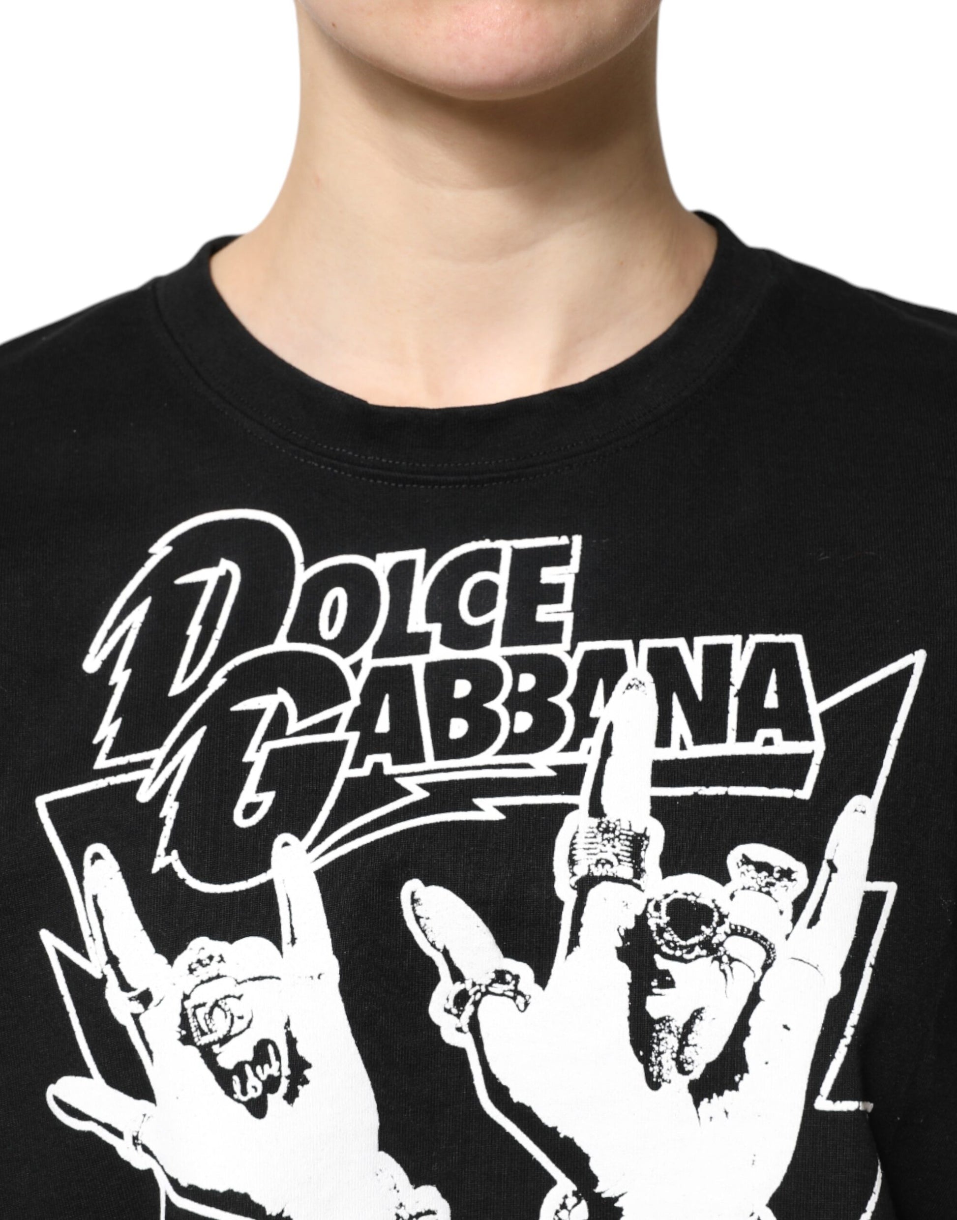 Dolce & Gabbana Black Cotton Printed Short Sleeves T-shirt Dolce & Gabbana
