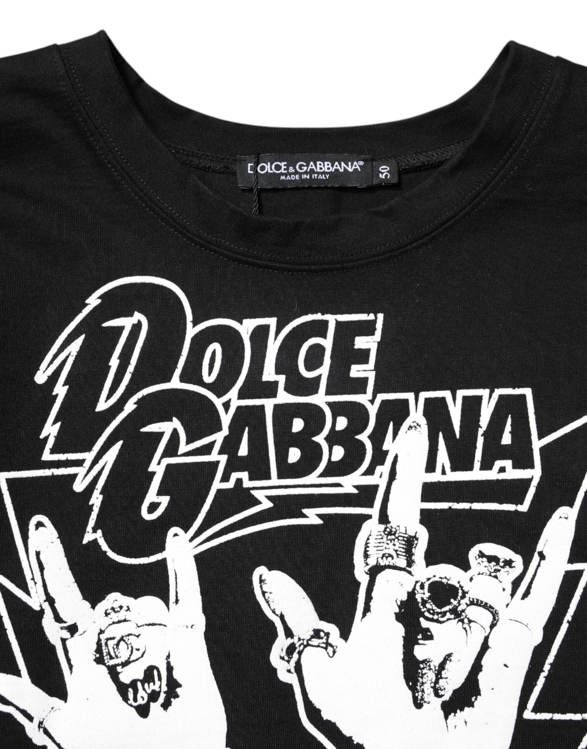 Dolce & Gabbana Black Cotton Printed Short Sleeves T-shirt Dolce & Gabbana