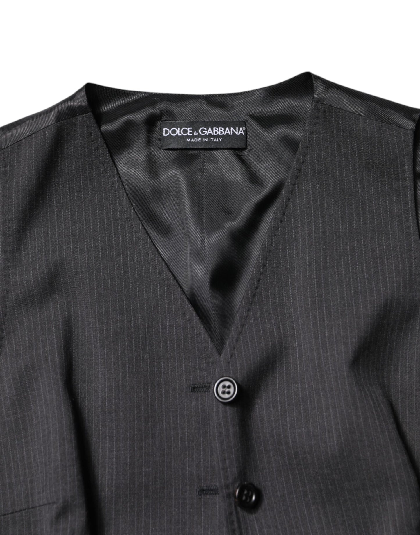 Dolce & Gabbana Black Striped Button Down Sleeveless Vest Top Dolce & Gabbana