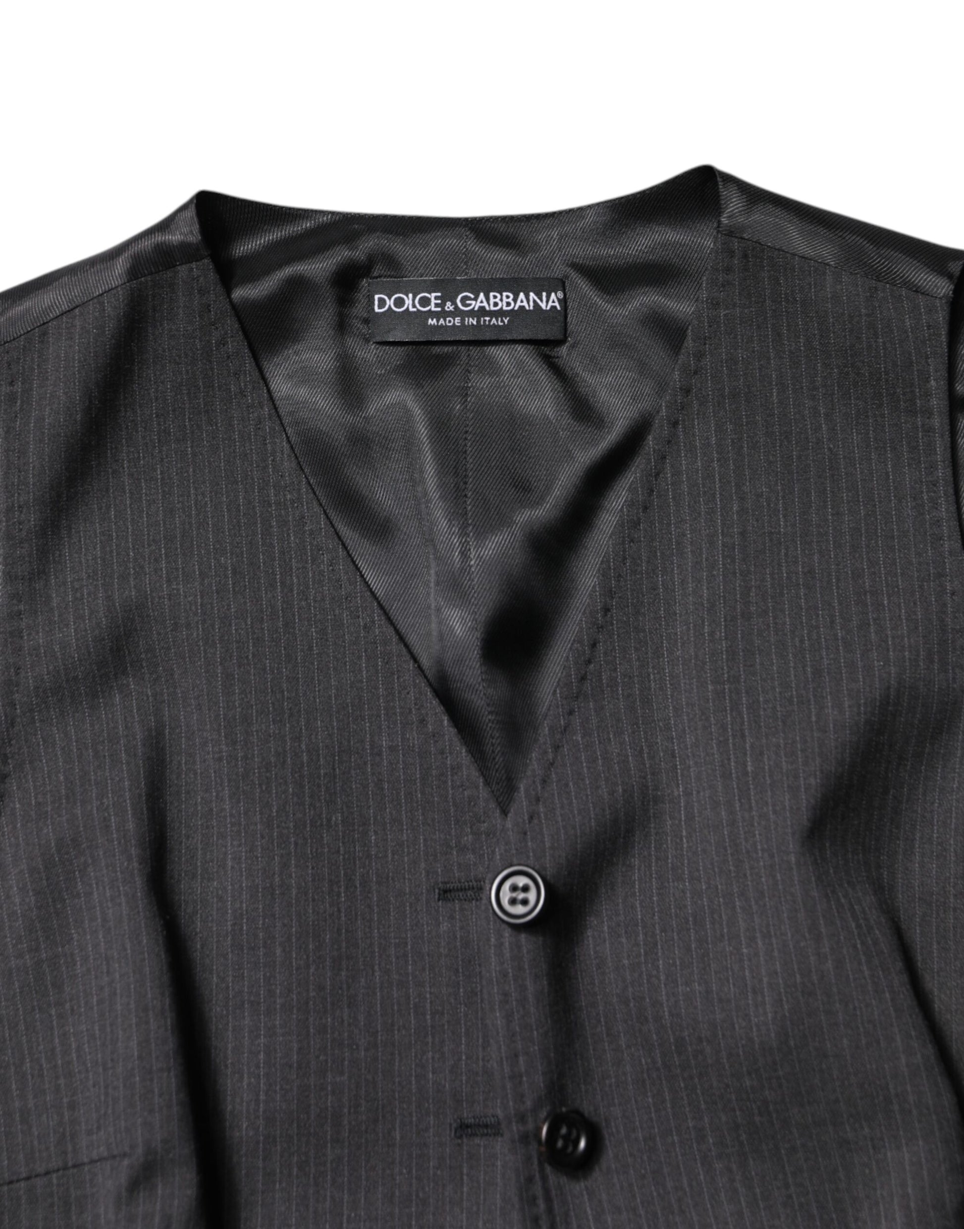 Dolce & Gabbana Black Striped Button Down Sleeveless Vest Top Dolce & Gabbana