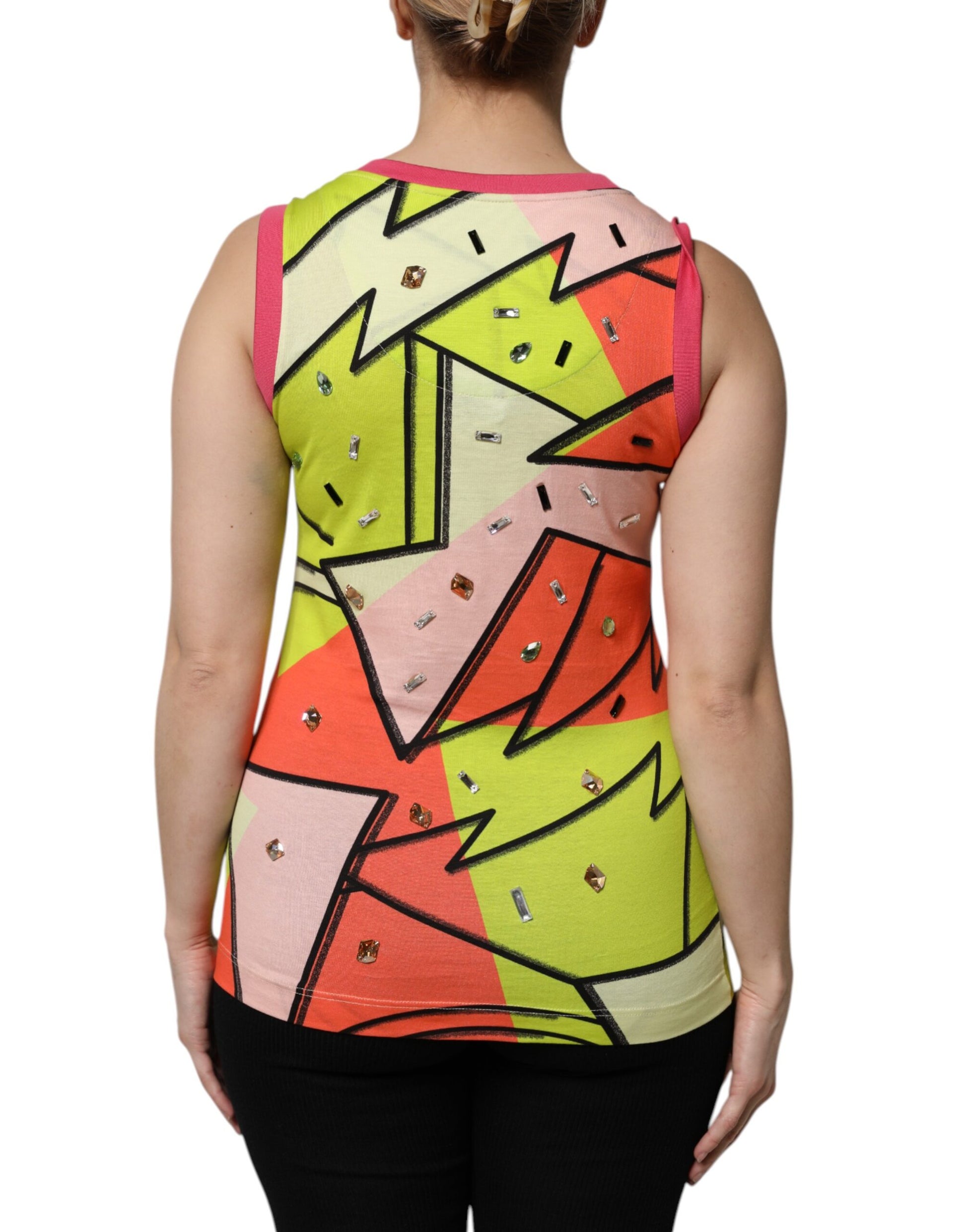 Dolce & Gabbana Multicolor Printed Crystal Embellishment Top Dolce & Gabbana